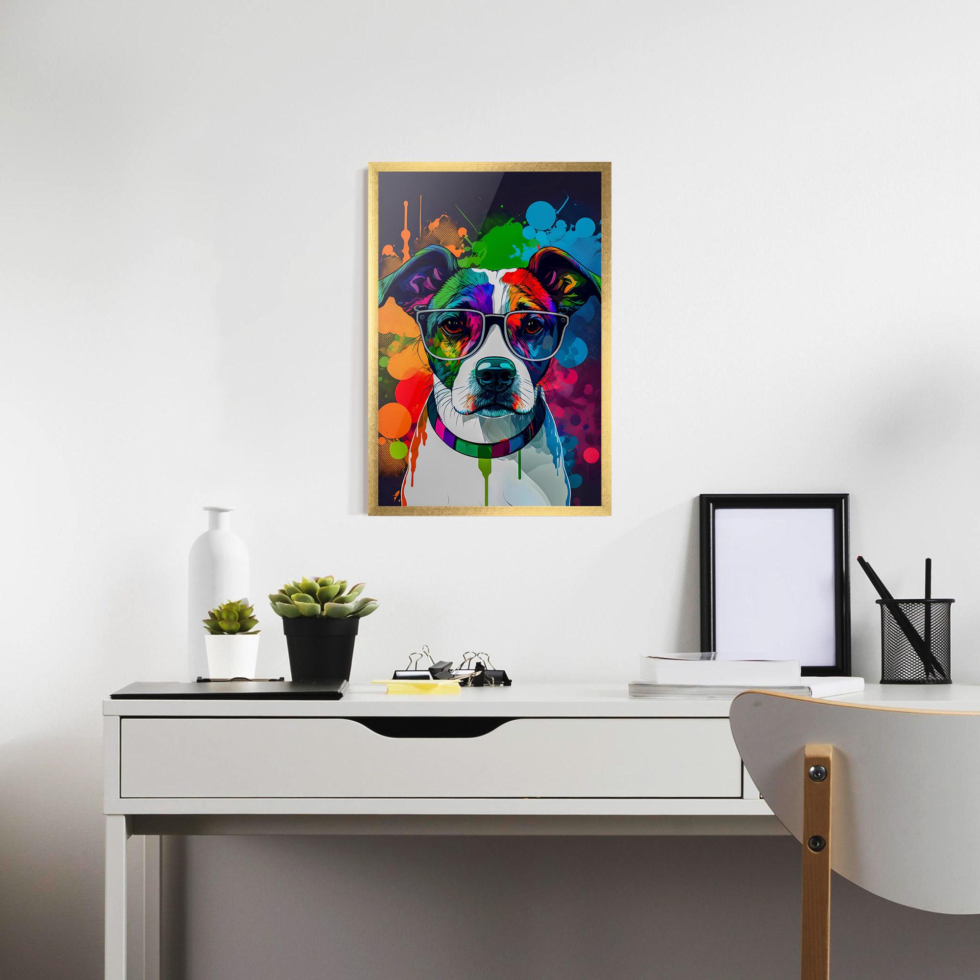 Рамкиран постер Colorful Dog mockup 7