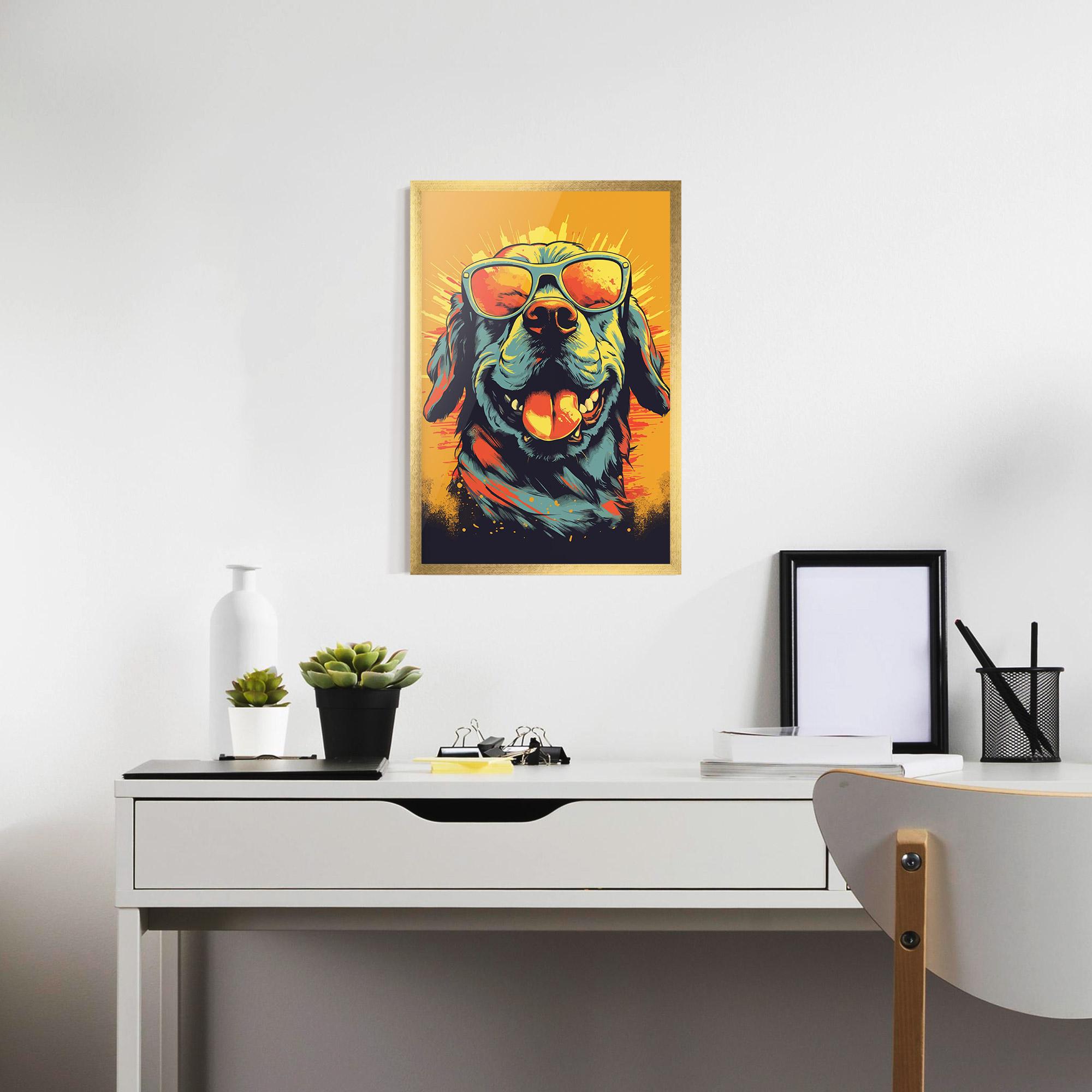 Рамкиран постер Sunglasses Dog mockup 7