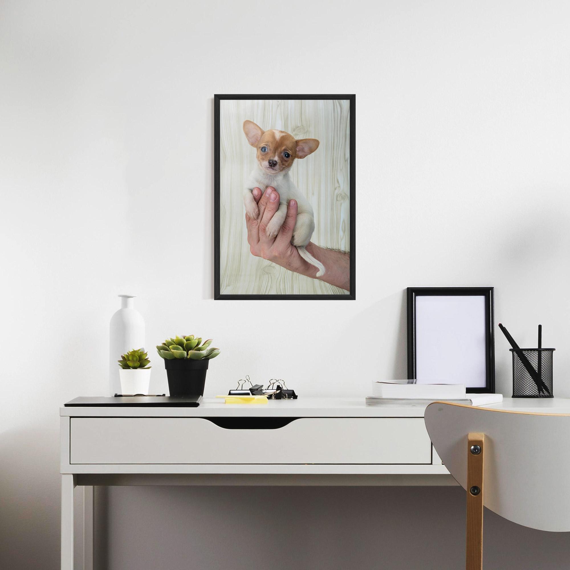 Рамкиран постер Holding Chihuahua mockup 7