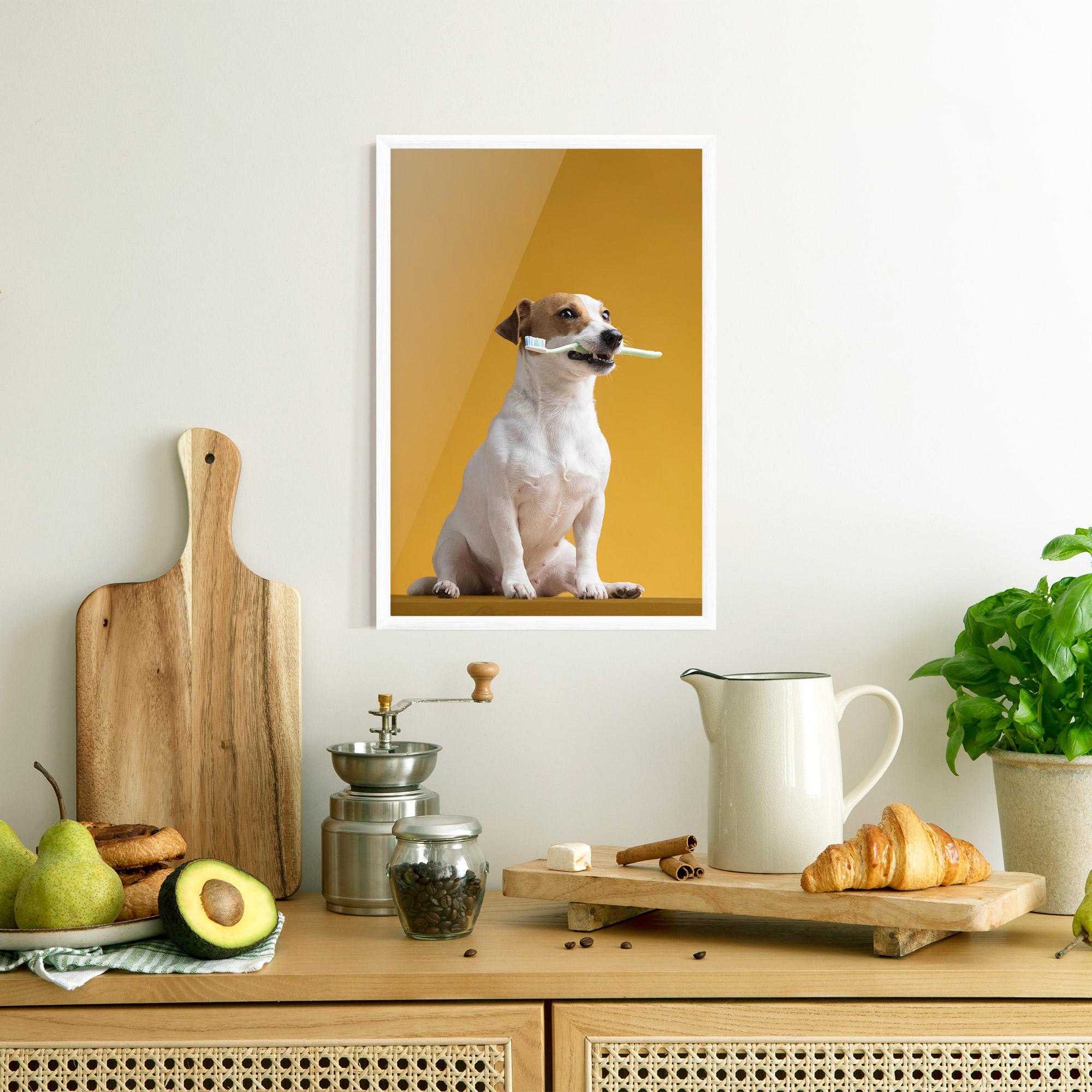 Рамкиран постер Toothbrush Dog mockup 8