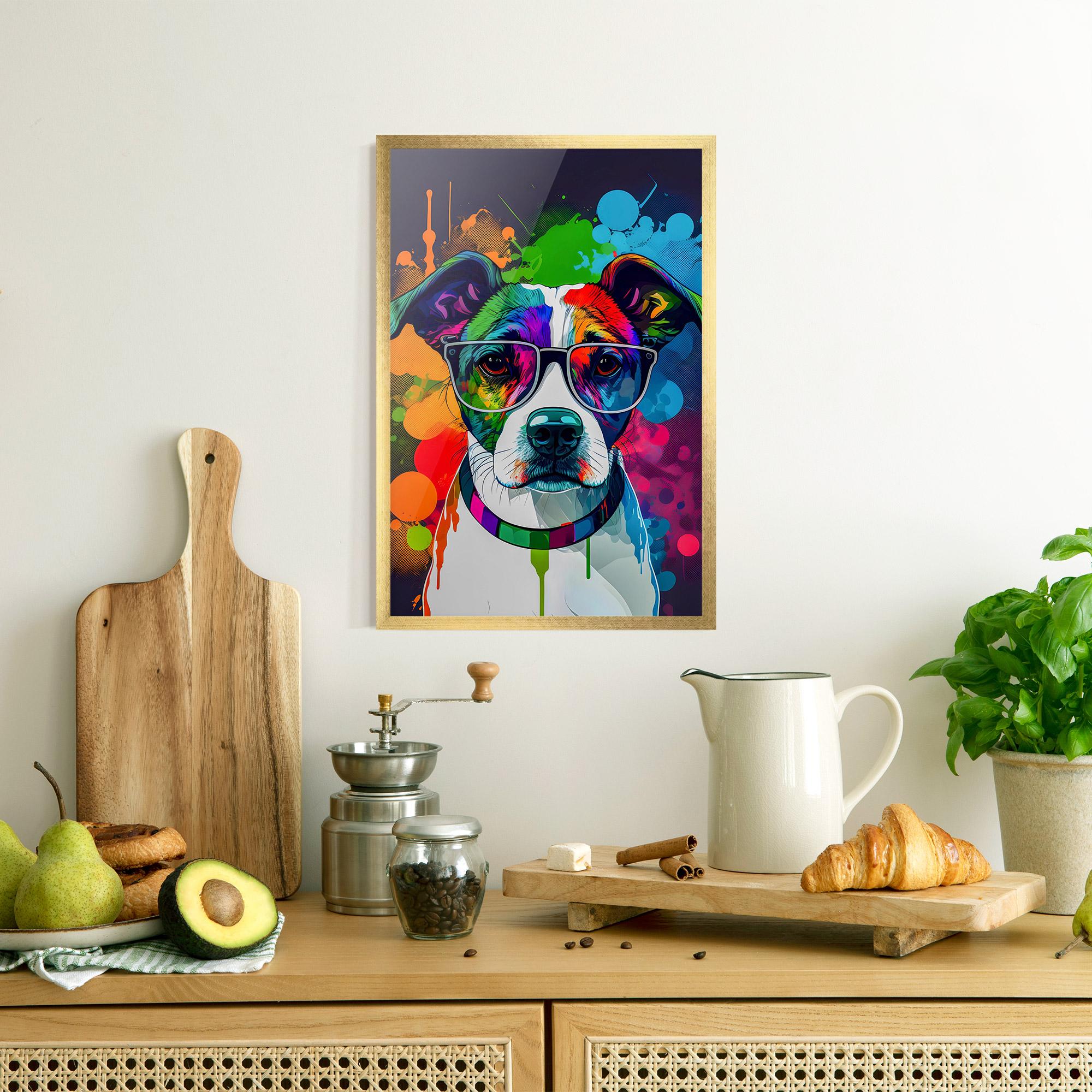 Рамкиран постер Colorful Dog mockup 8