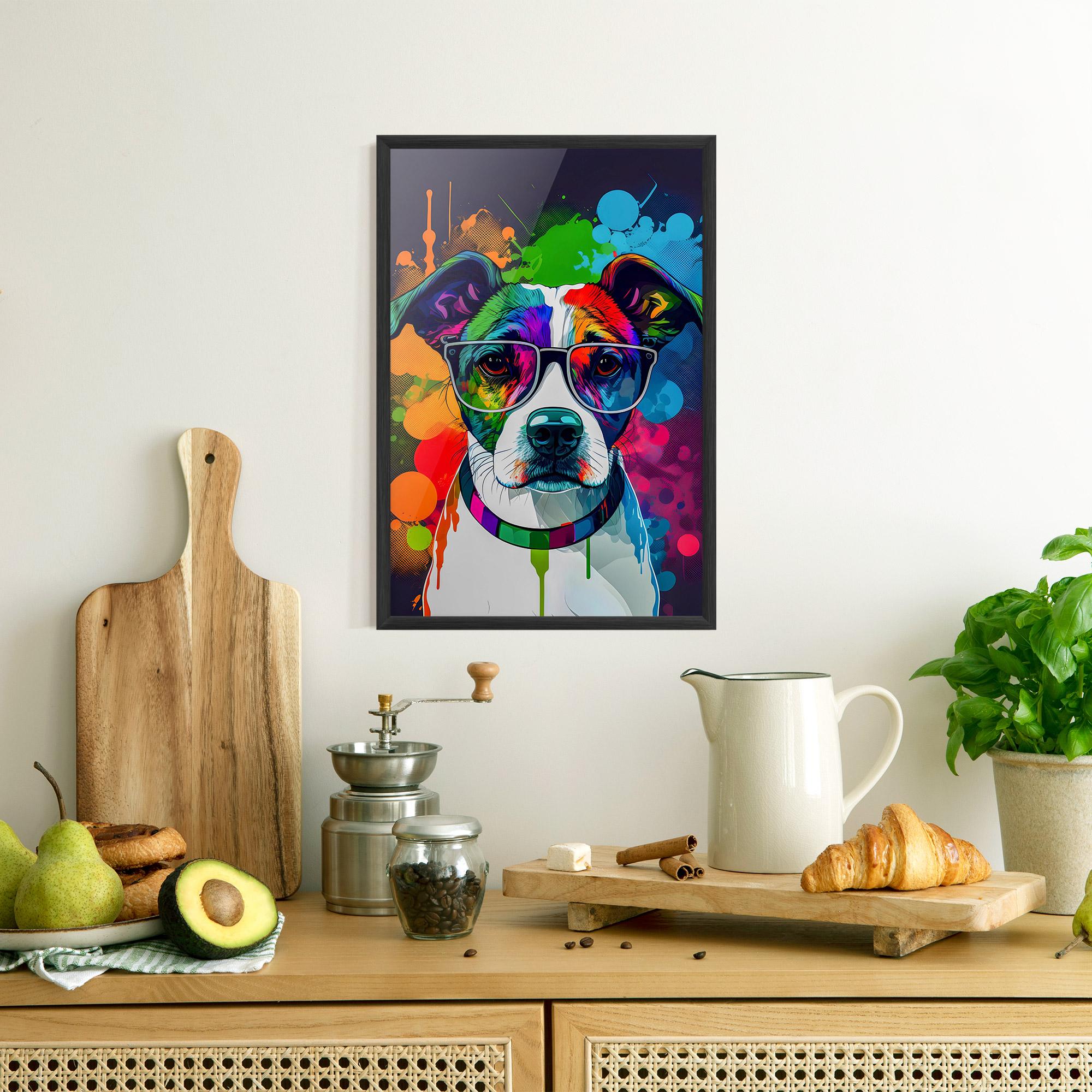 Рамкиран постер Colorful Dog mockup 8