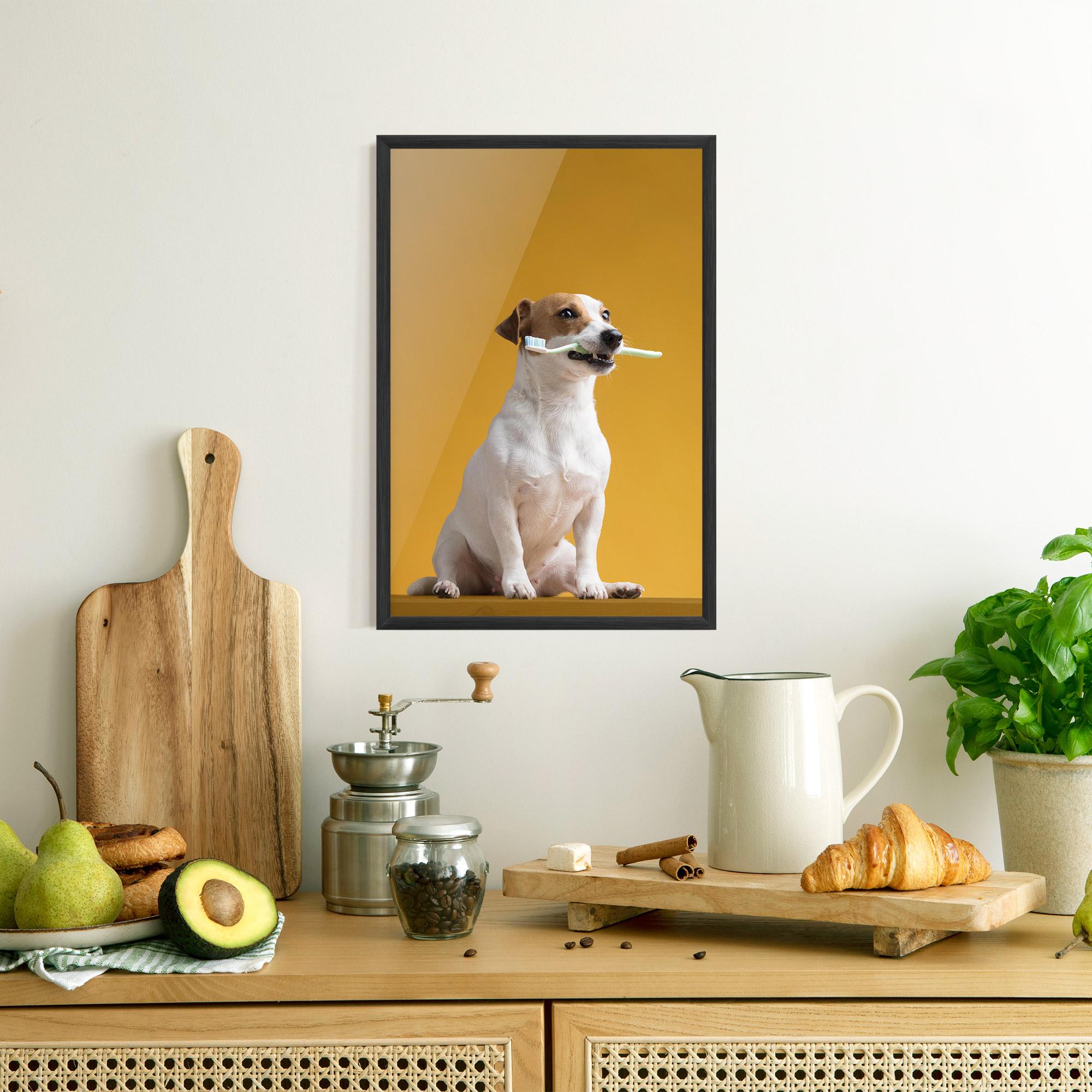 Рамкиран постер Toothbrush Dog mockup 8