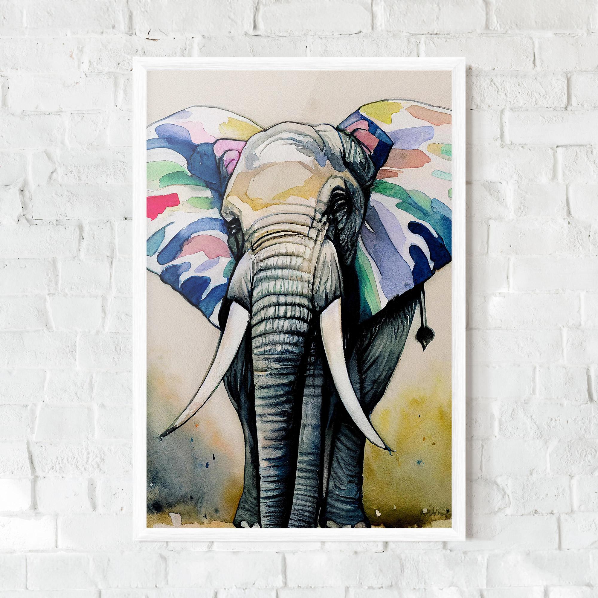 Рамкиран постер Watercolor Elephant Art mockup 0
