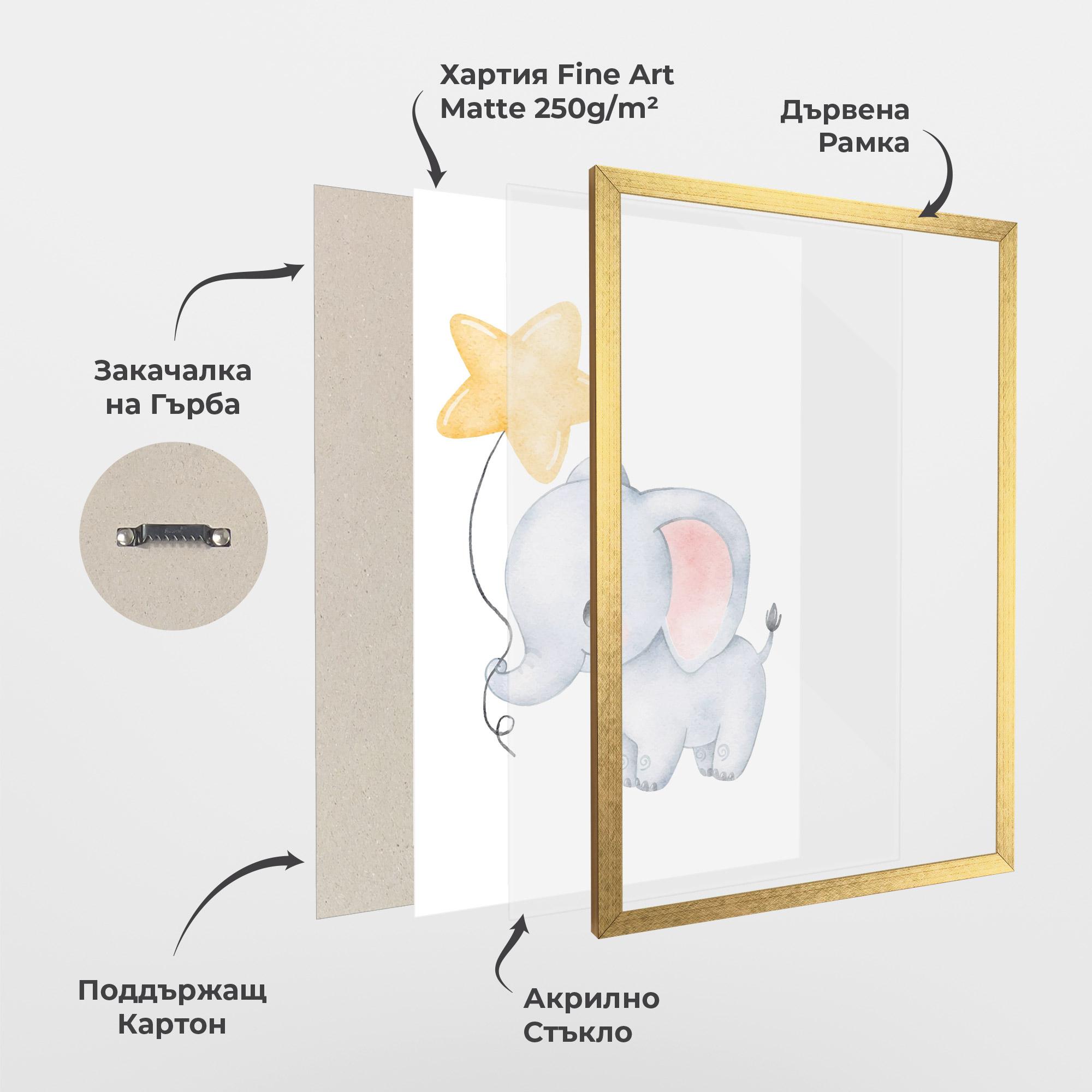 Рамкиран постер Baby Elephant Kids mockup 1