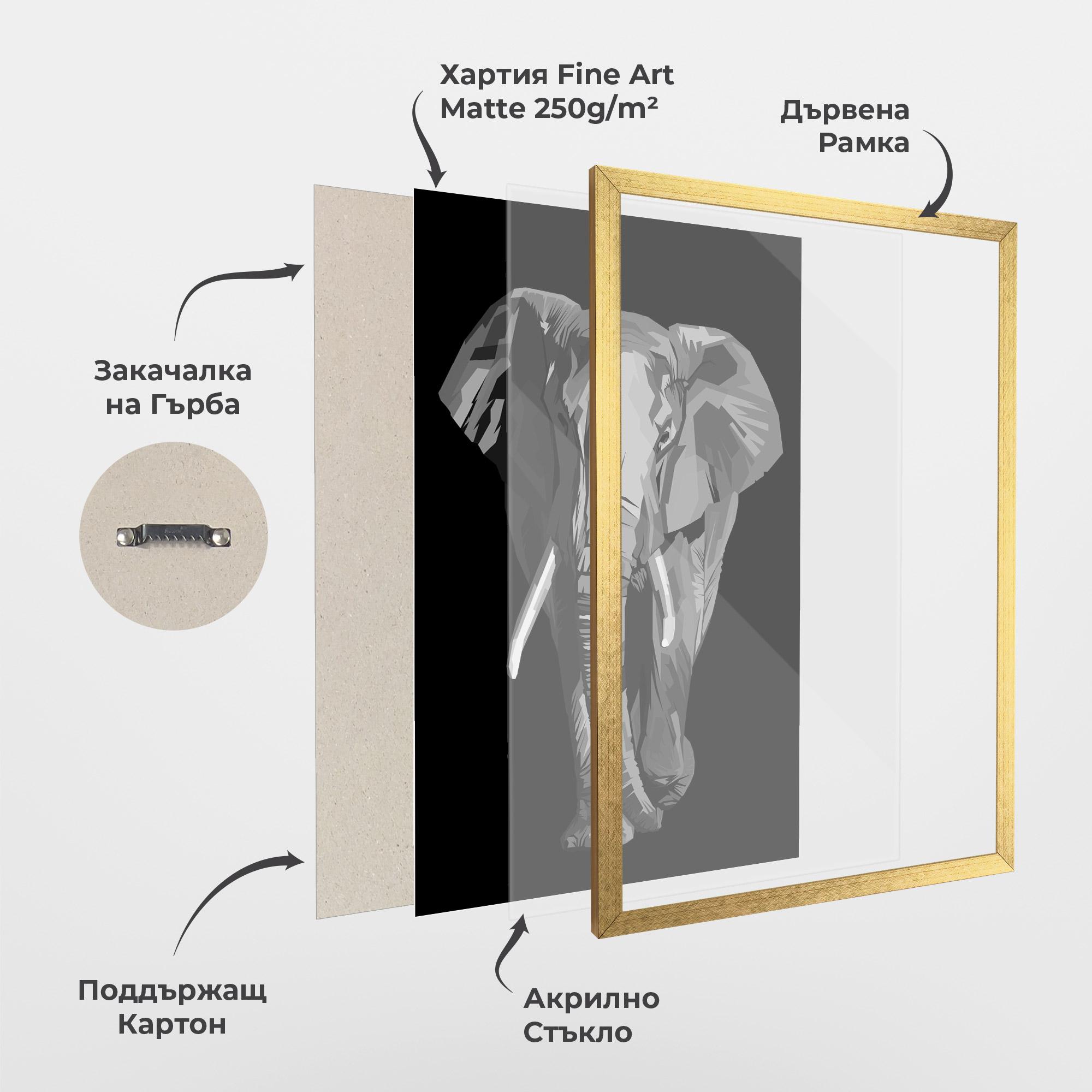 Рамкиран постер Beautiful Grey Elephant mockup 1