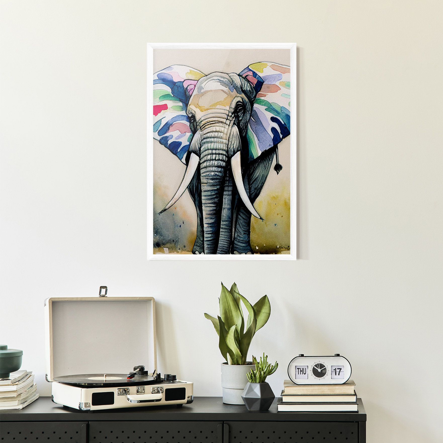 Watercolor Elephant Art mockup 2