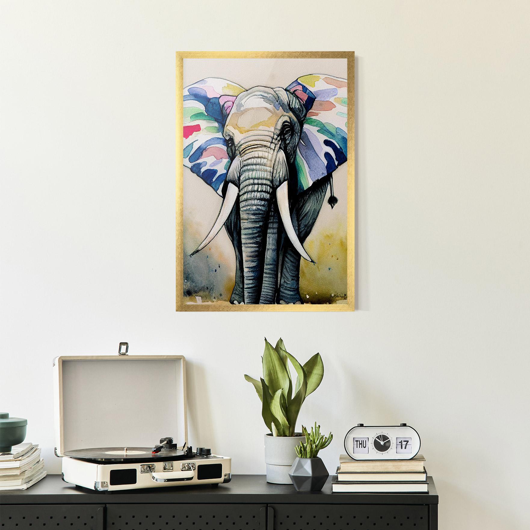 Рамкиран постер Watercolor Elephant Art mockup 2