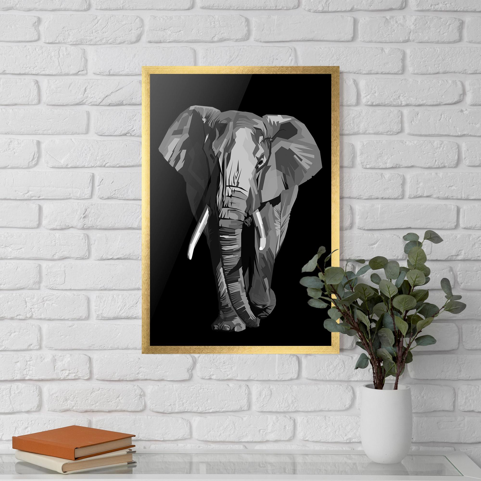 Рамкиран постер Beautiful Grey Elephant mockup 5