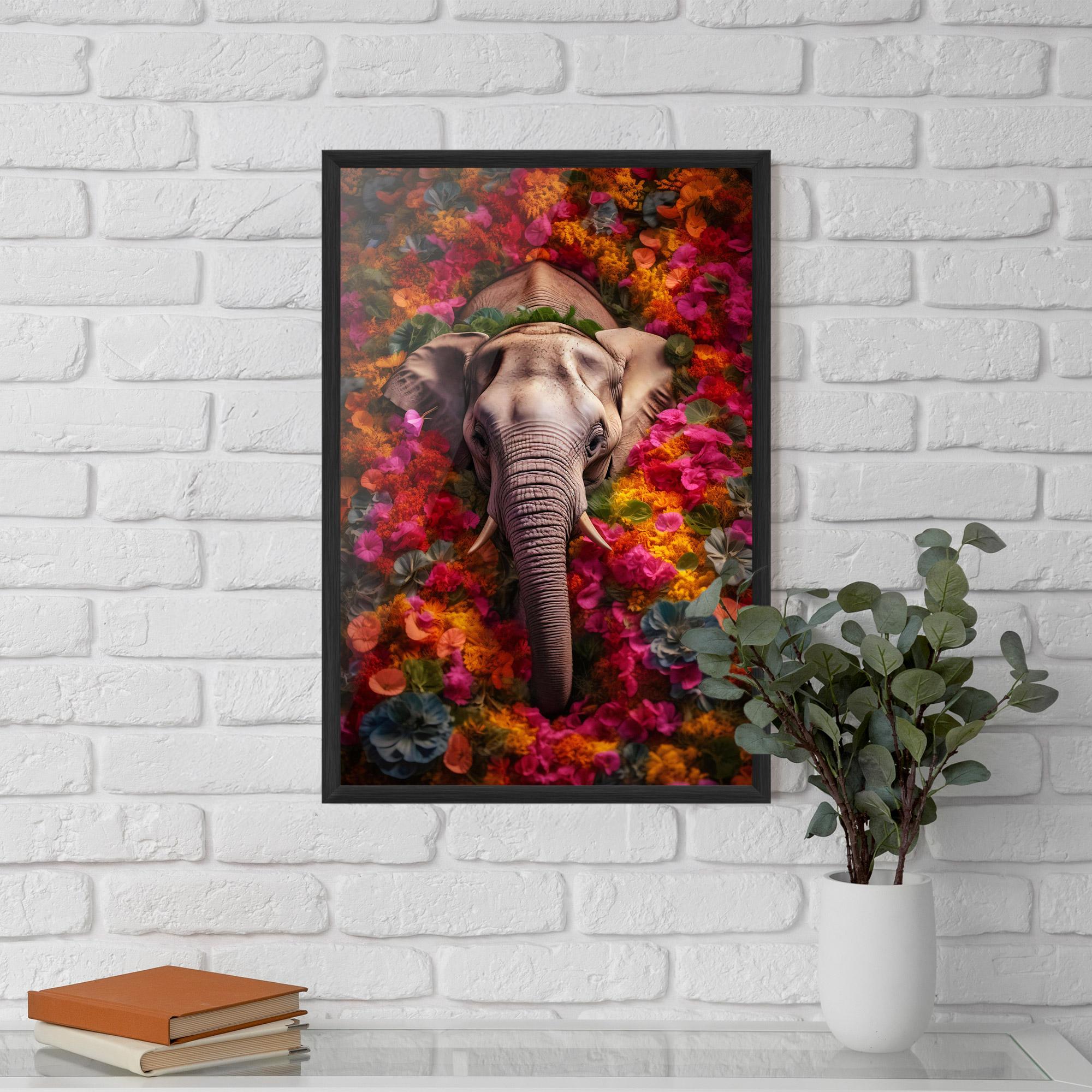 Рамкиран постер Flower Elephant mockup 5