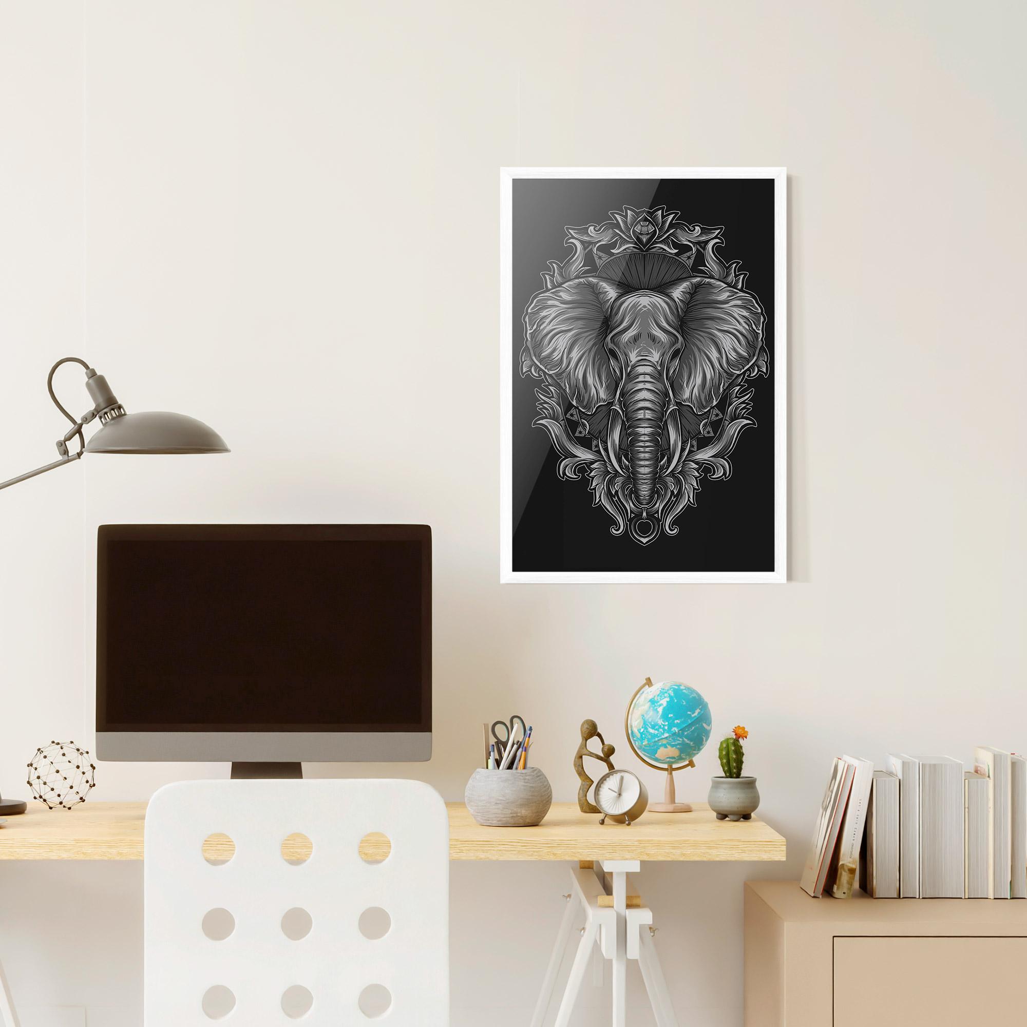 Рамкиран постер Grey Elephant Head mockup 6