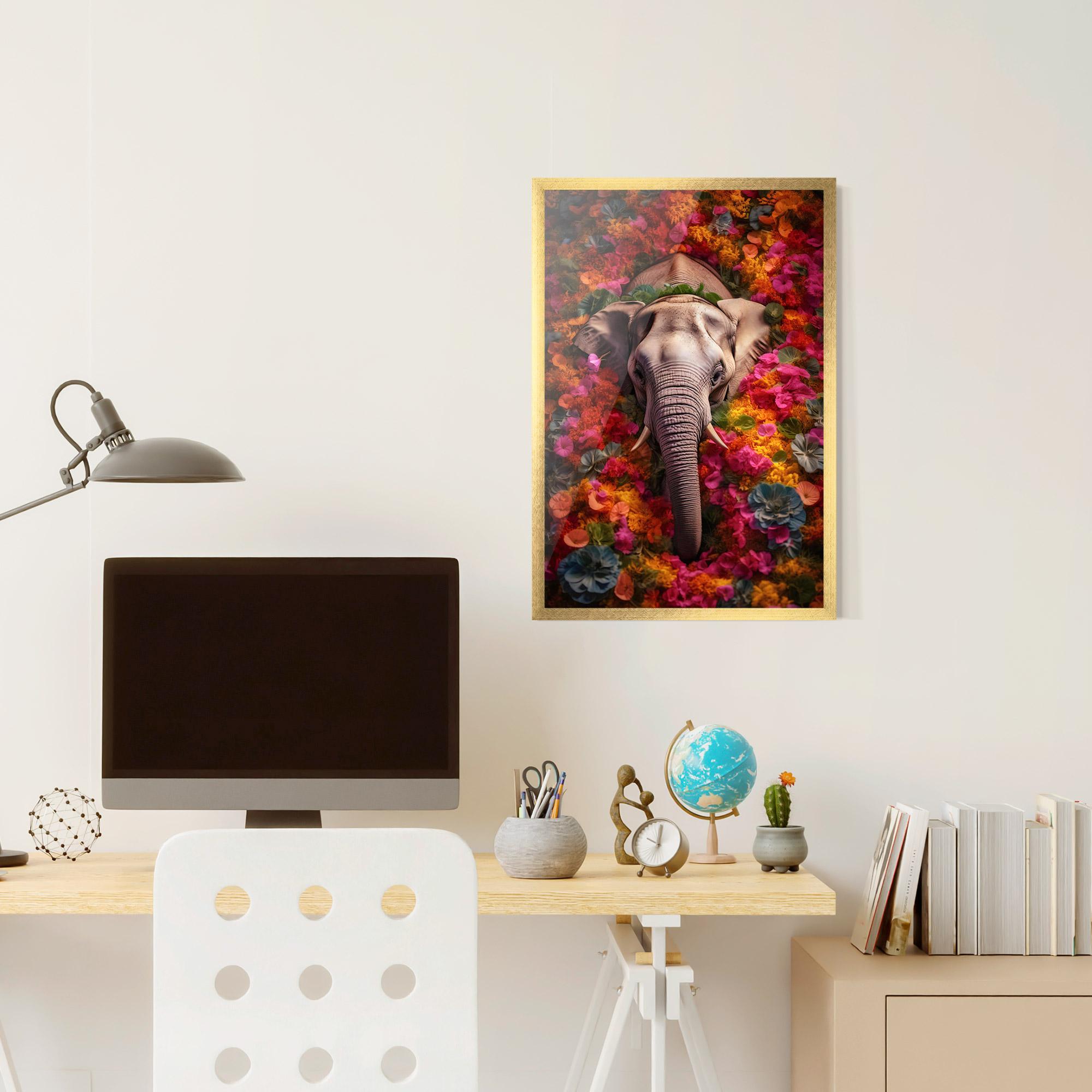 Рамкиран постер Flower Elephant mockup 6