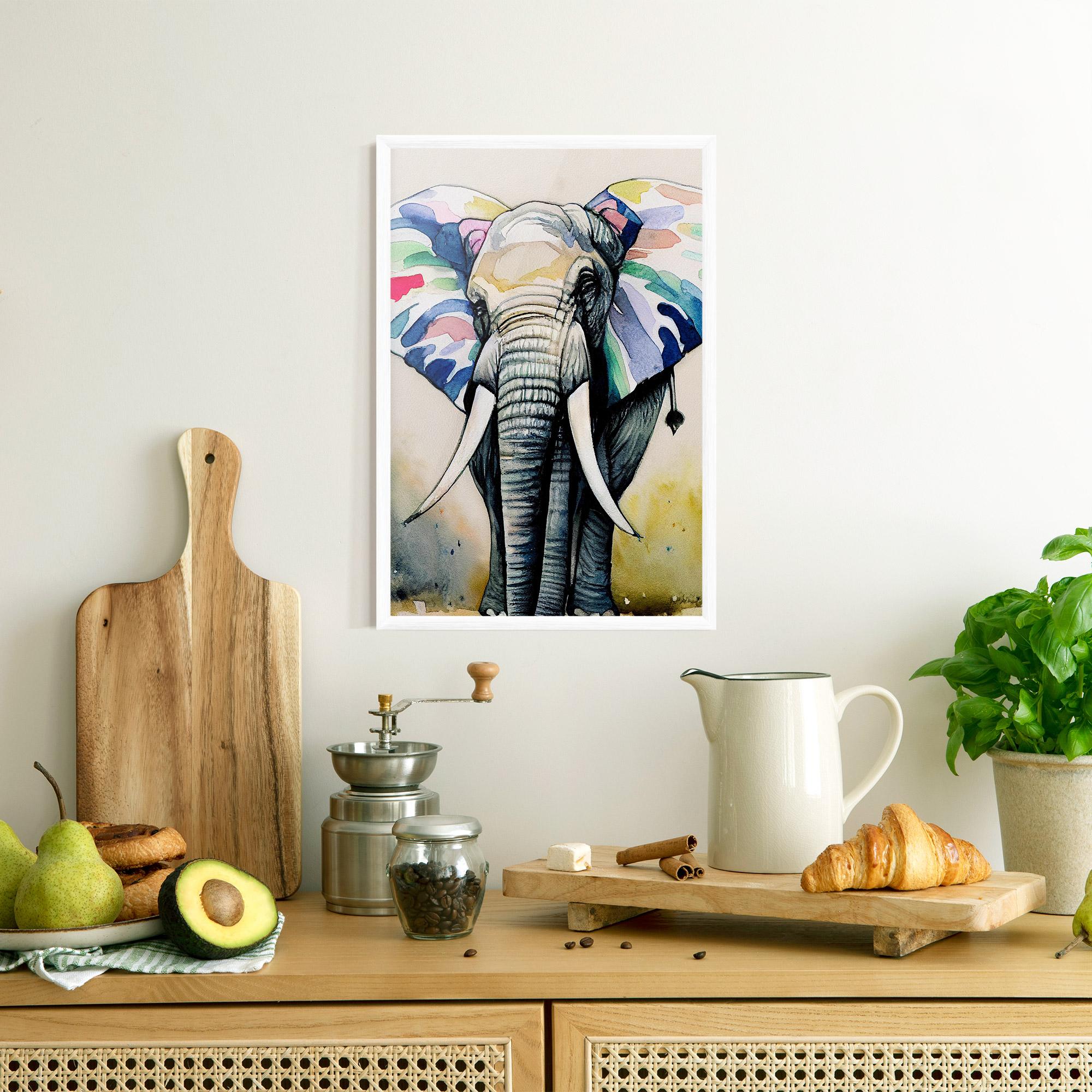Рамкиран постер Watercolor Elephant Art mockup 8