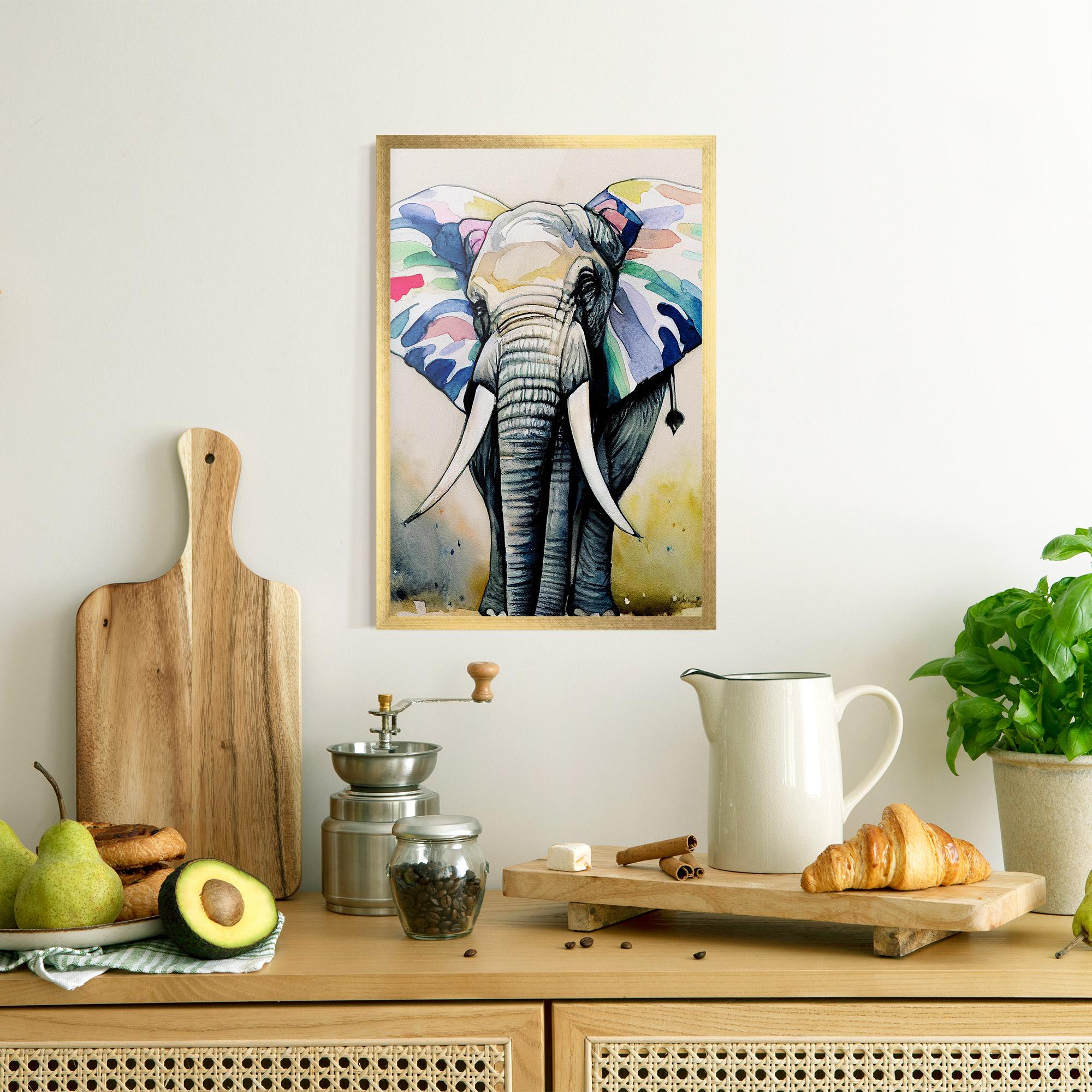 Рамкиран постер Watercolor Elephant Art mockup 8