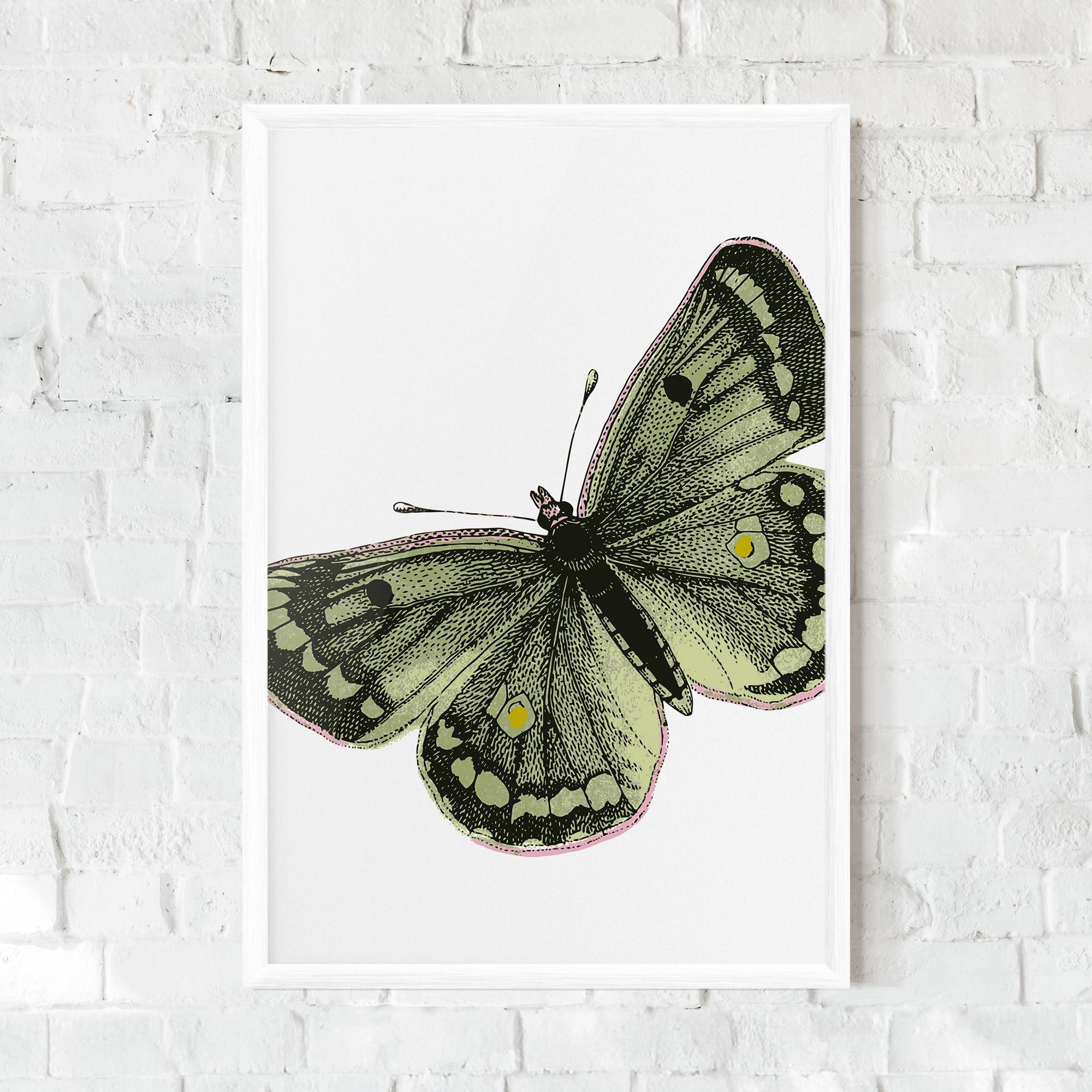 Рамкиран постер Grey Yellow Butterfly mockup 0