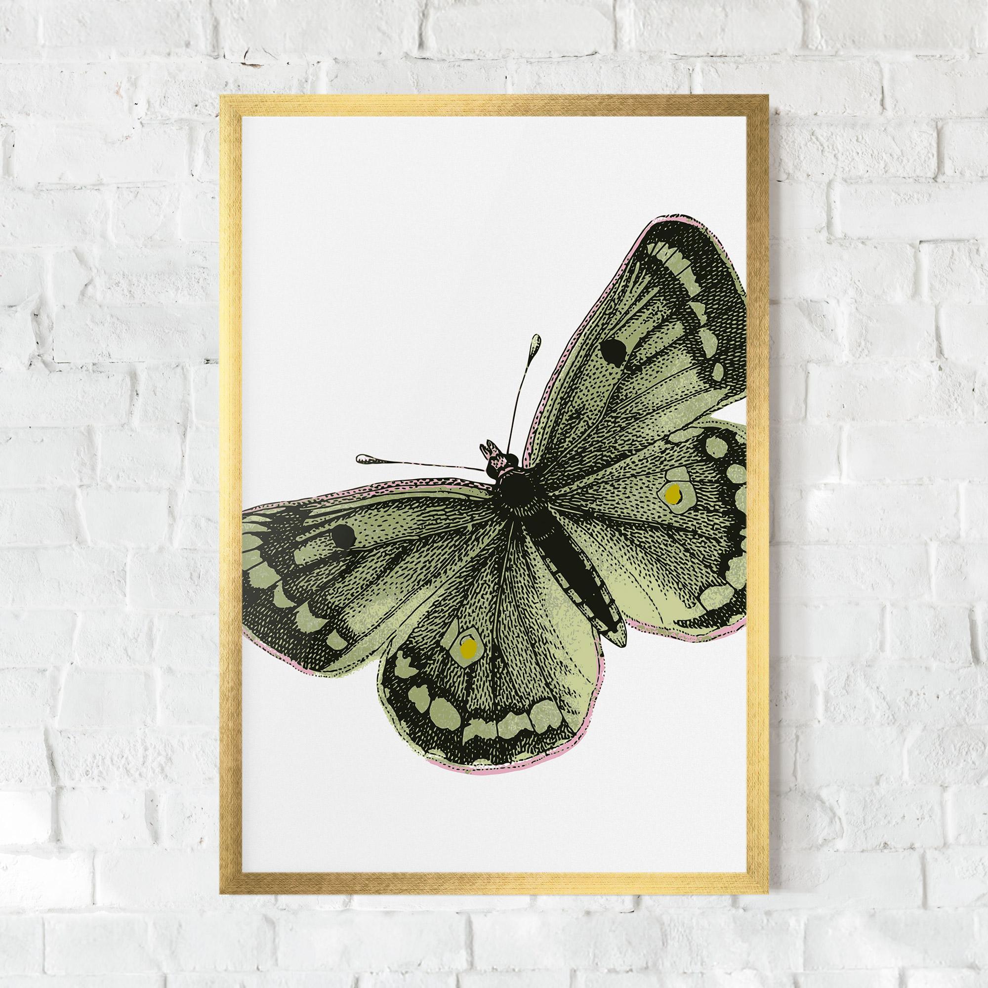 Рамкиран постер Grey Yellow Butterfly mockup 0