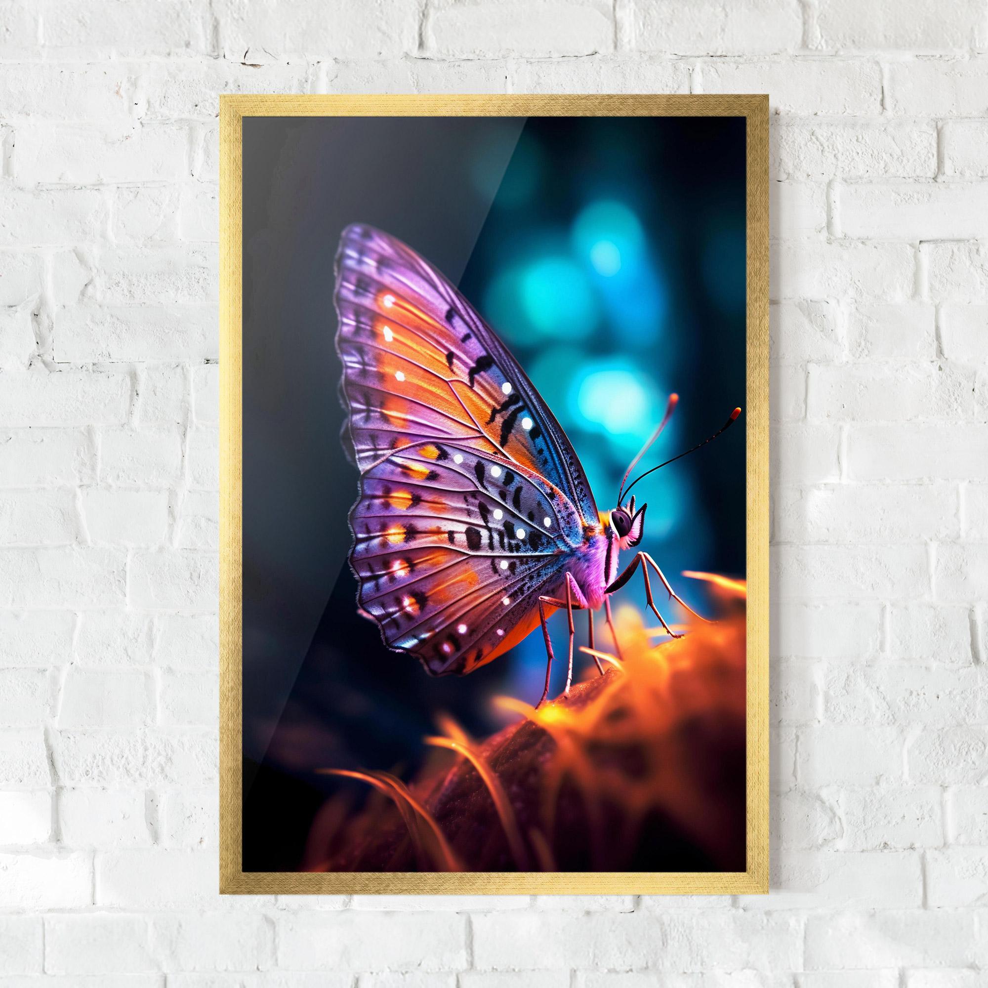 Рамкиран постер Purple Orange Butterfly mockup 0