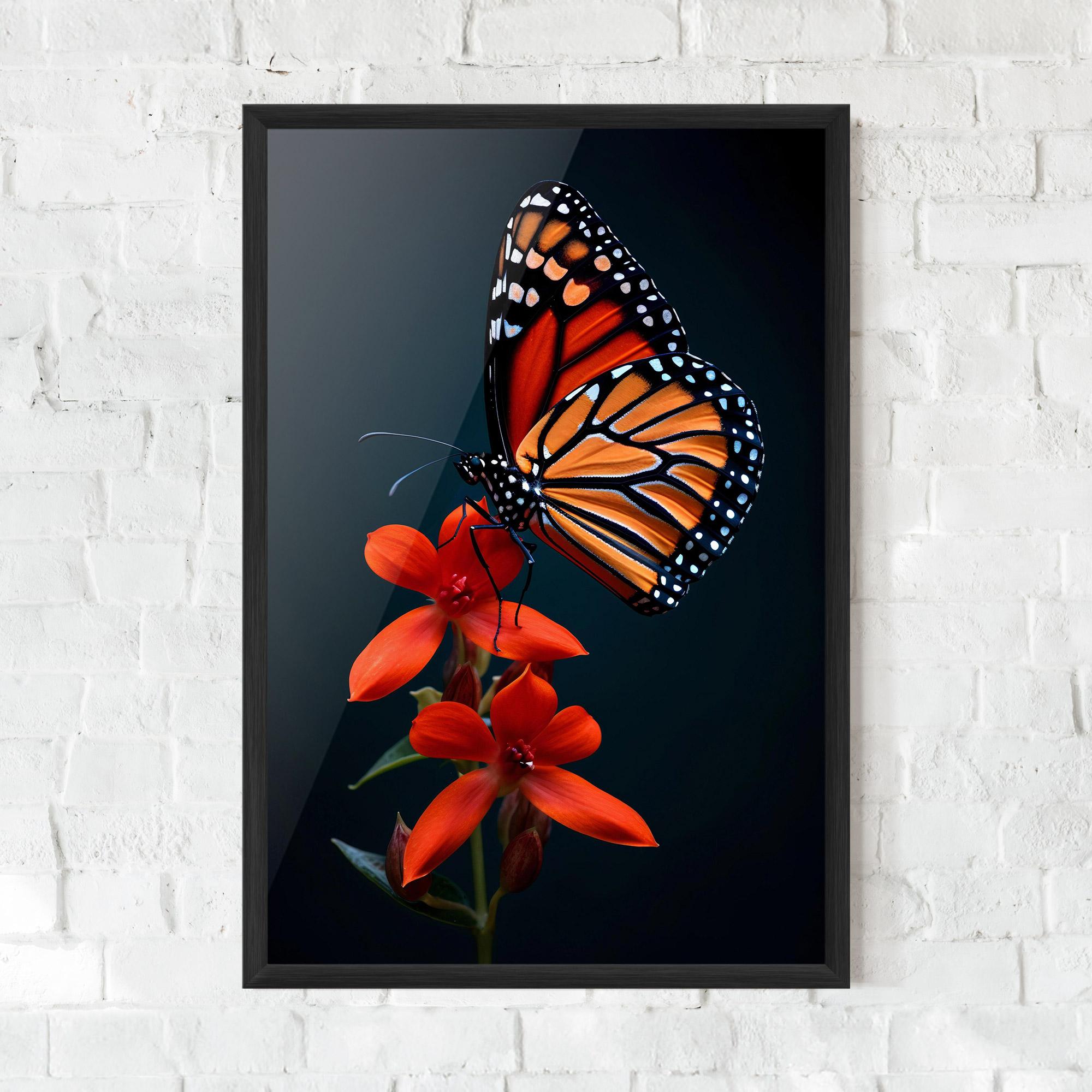 Рамкиран постер Red Flower Butterfly mockup 0