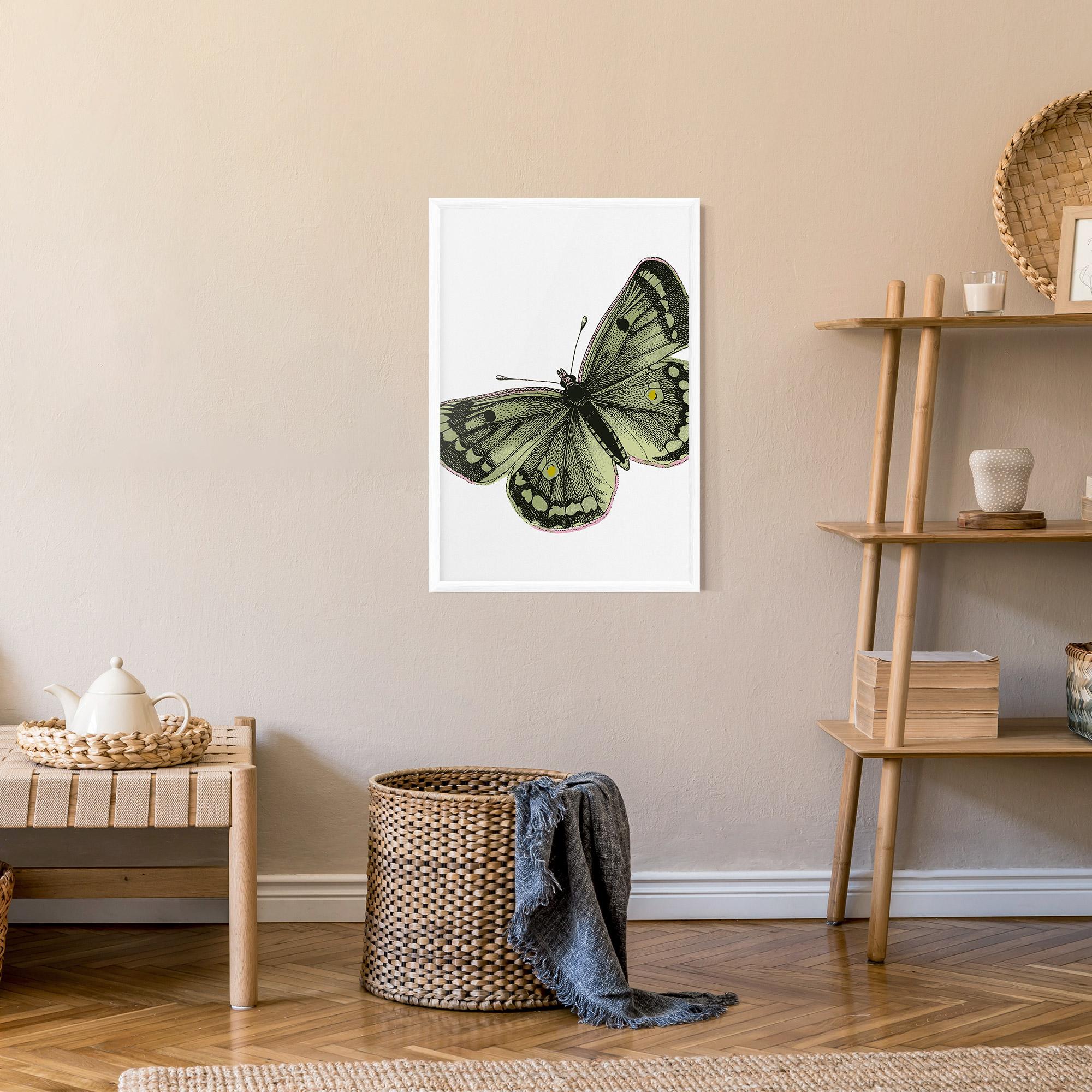 Рамкиран постер Grey Yellow Butterfly mockup 9