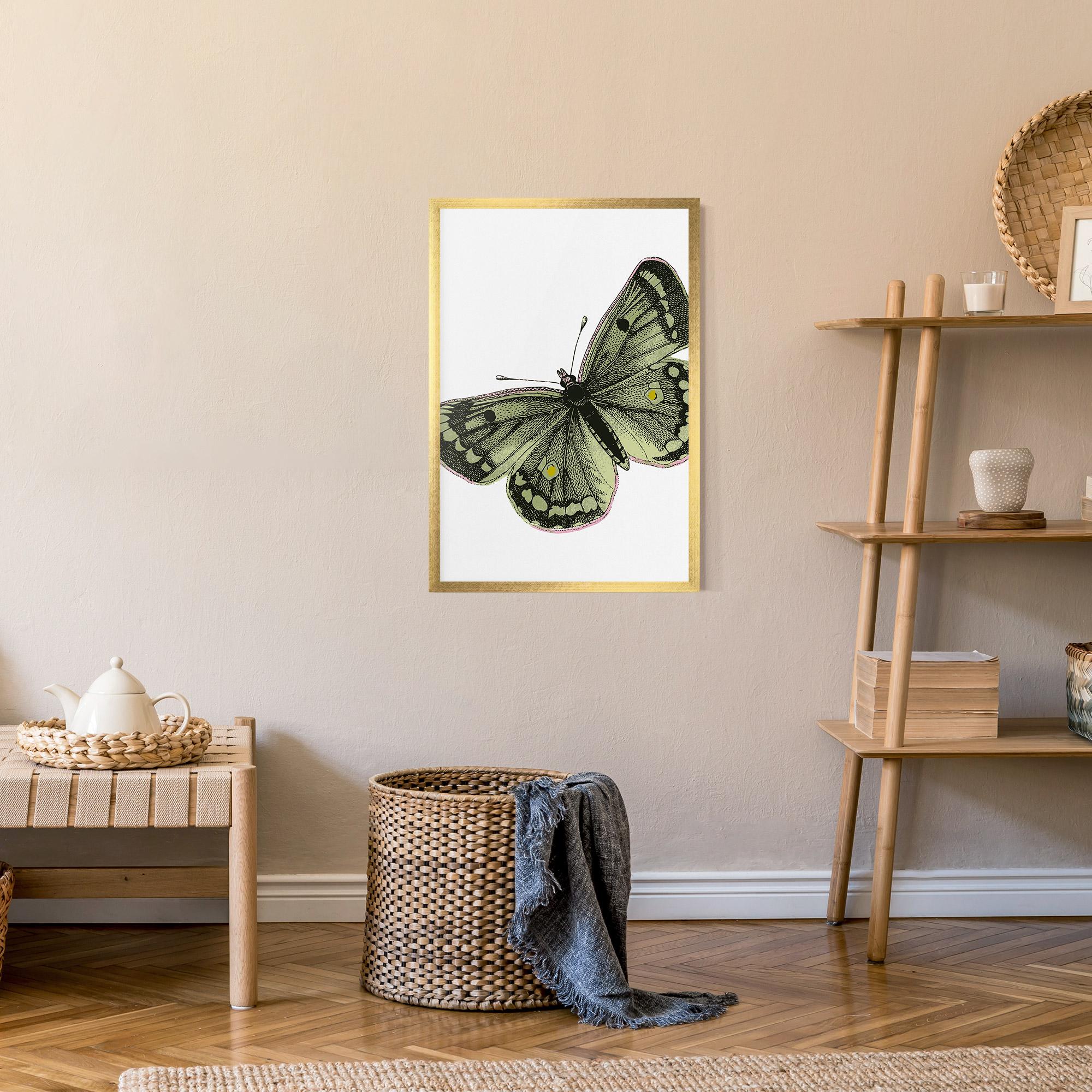 Рамкиран постер Grey Yellow Butterfly mockup 9