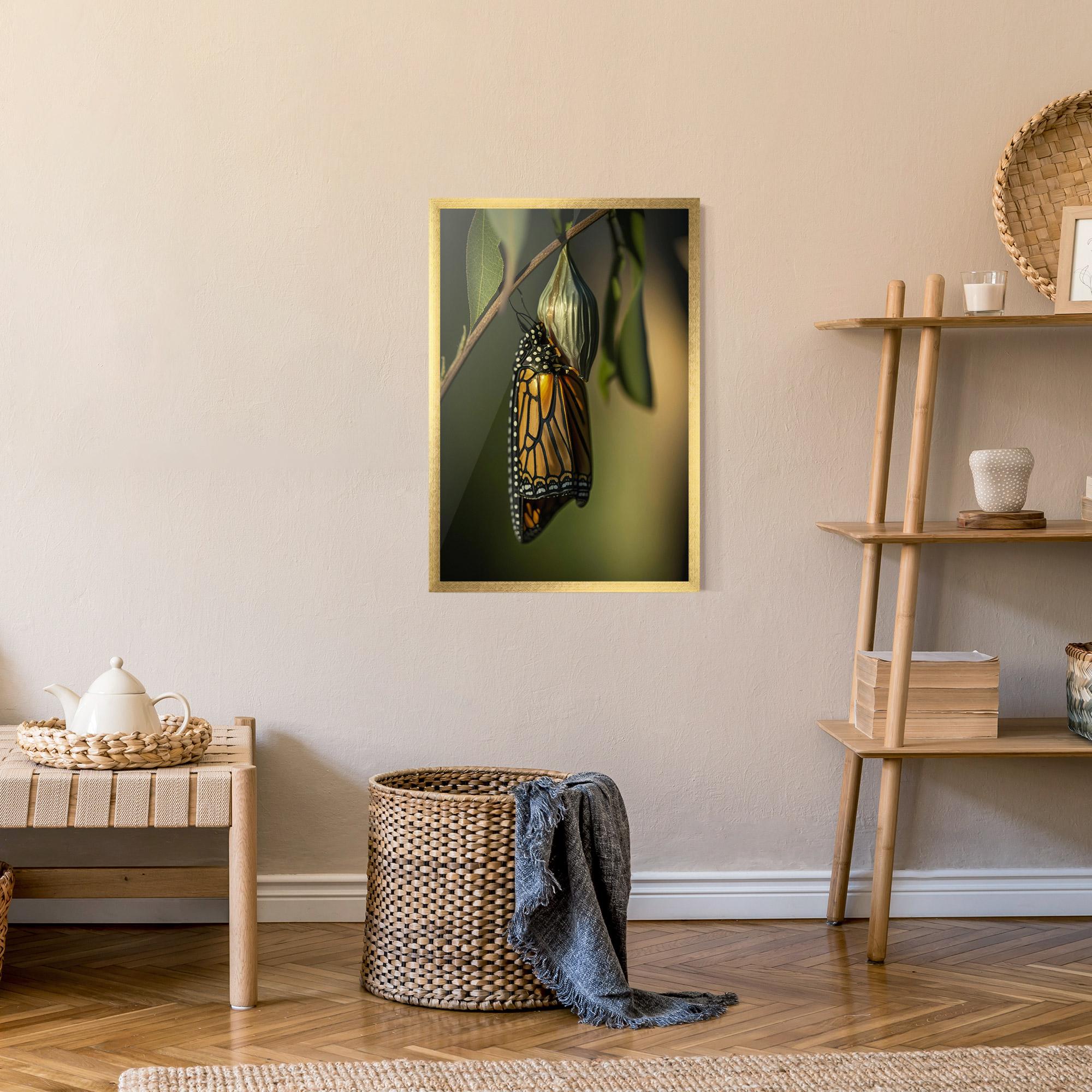 Рамкиран постер Yellow Black Butterfly mockup 9