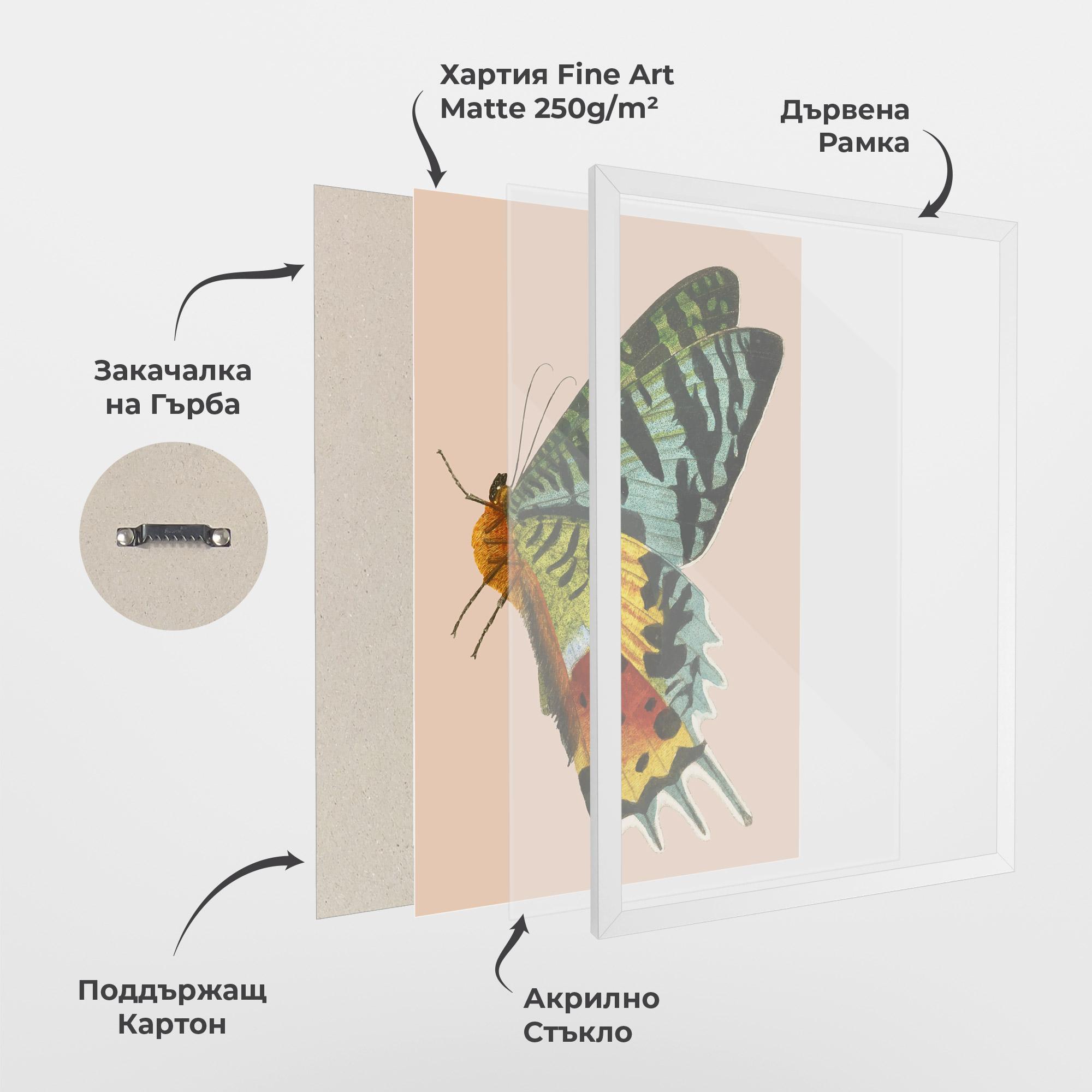 Рамкиран постер Butterfly On Pink mockup 1