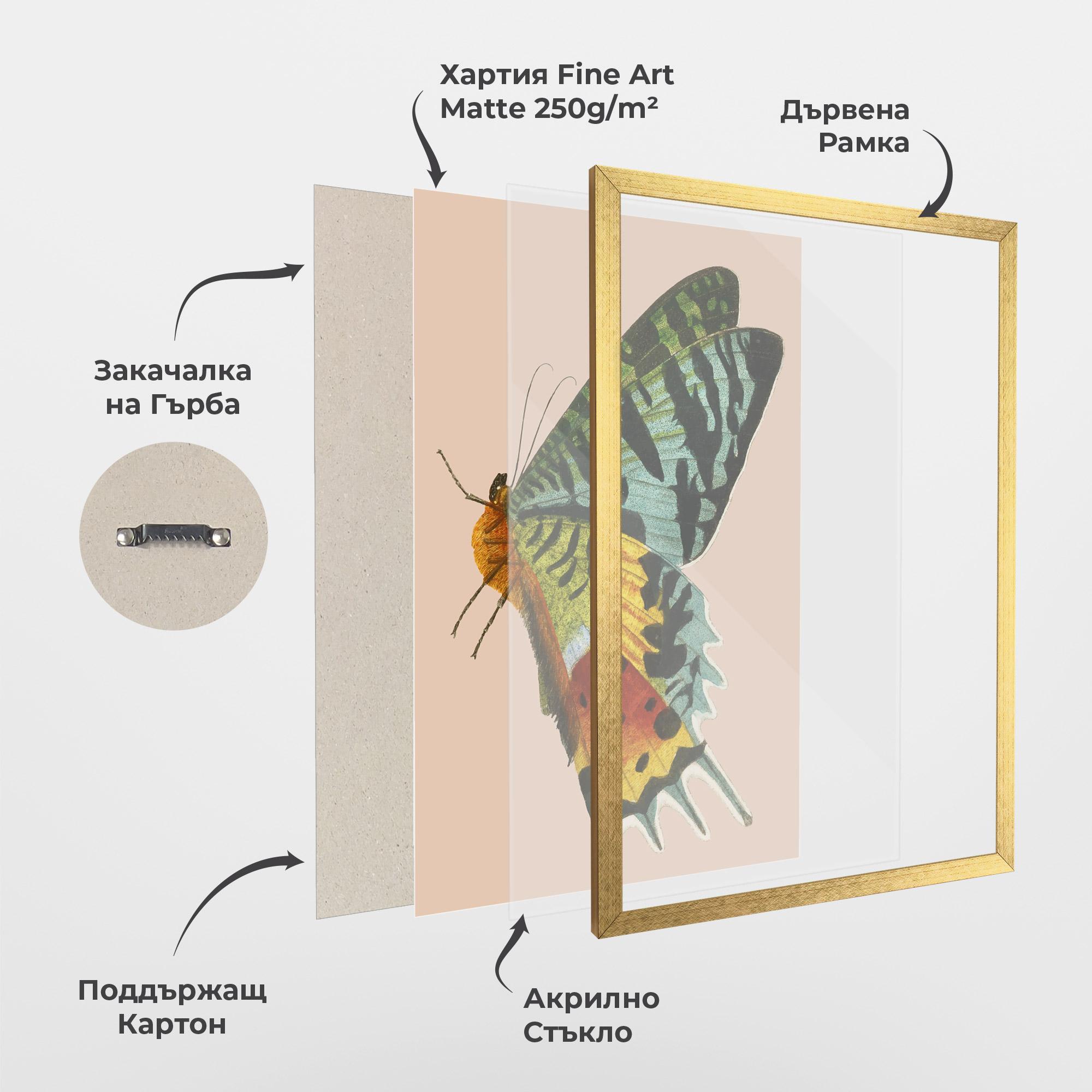 Рамкиран постер Butterfly On Pink mockup 1