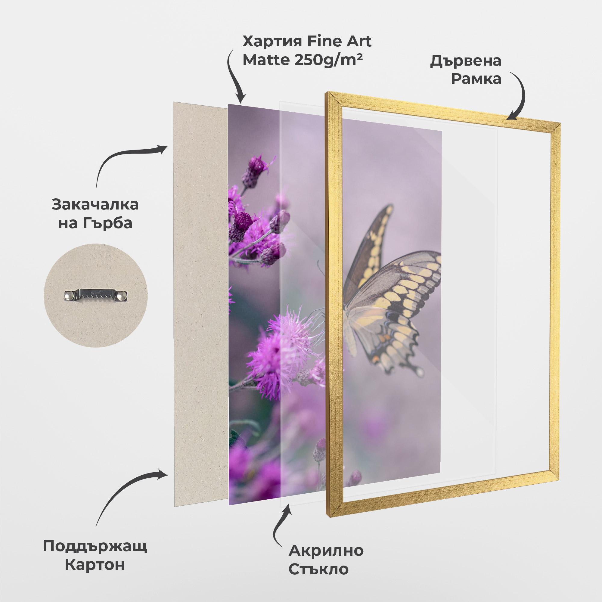 Рамкиран постер Cream Black Butterfly mockup 1