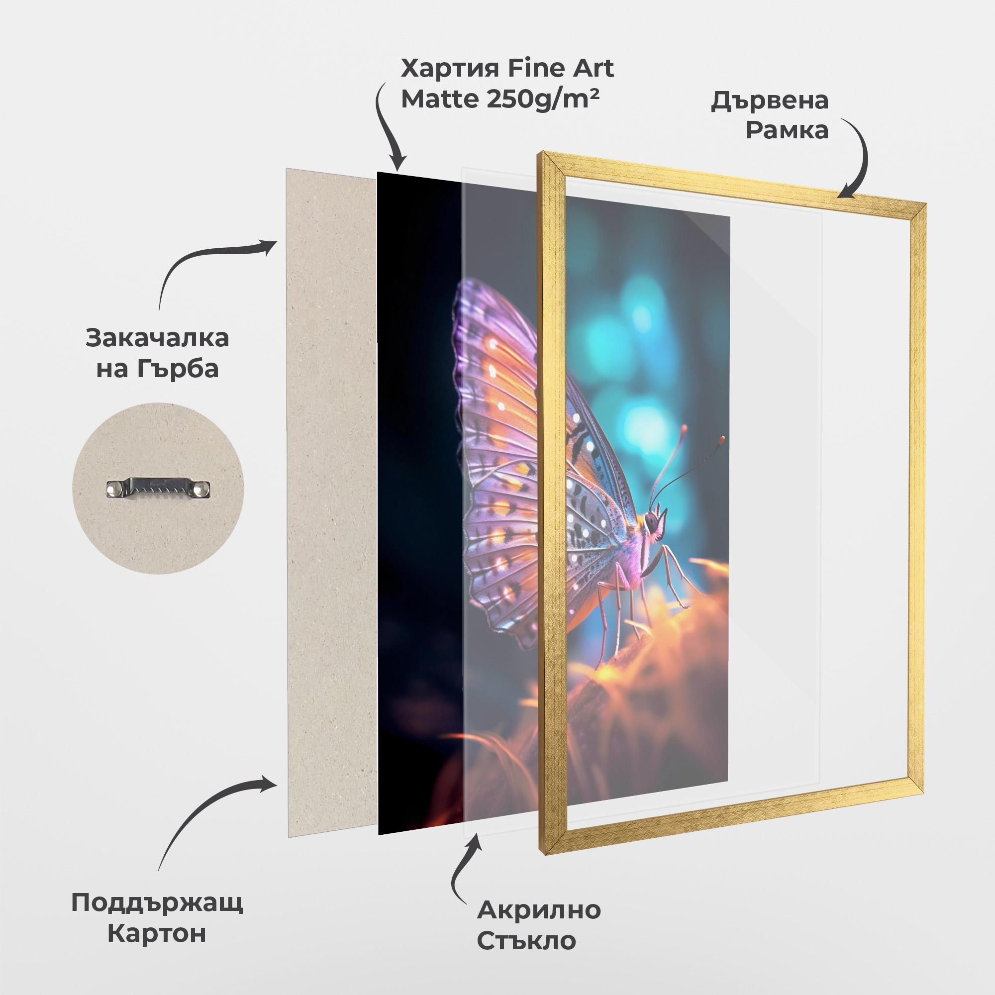 Рамкиран постер Purple Orange Butterfly mockup 1