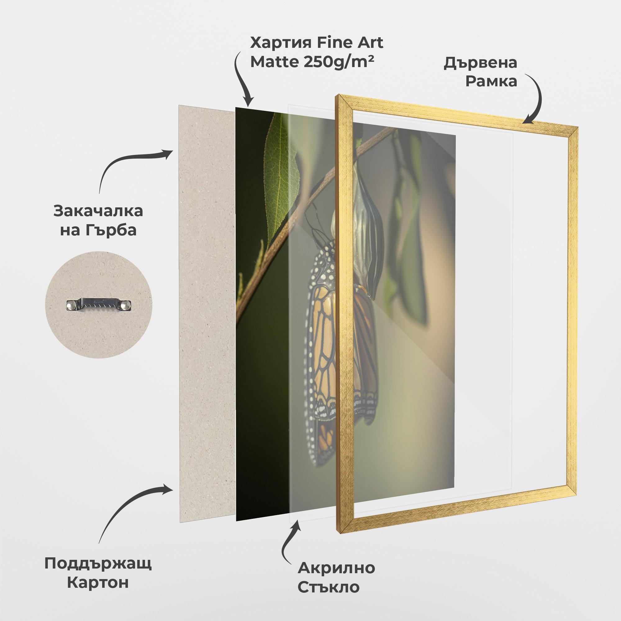 Рамкиран постер Yellow Black Butterfly mockup 1