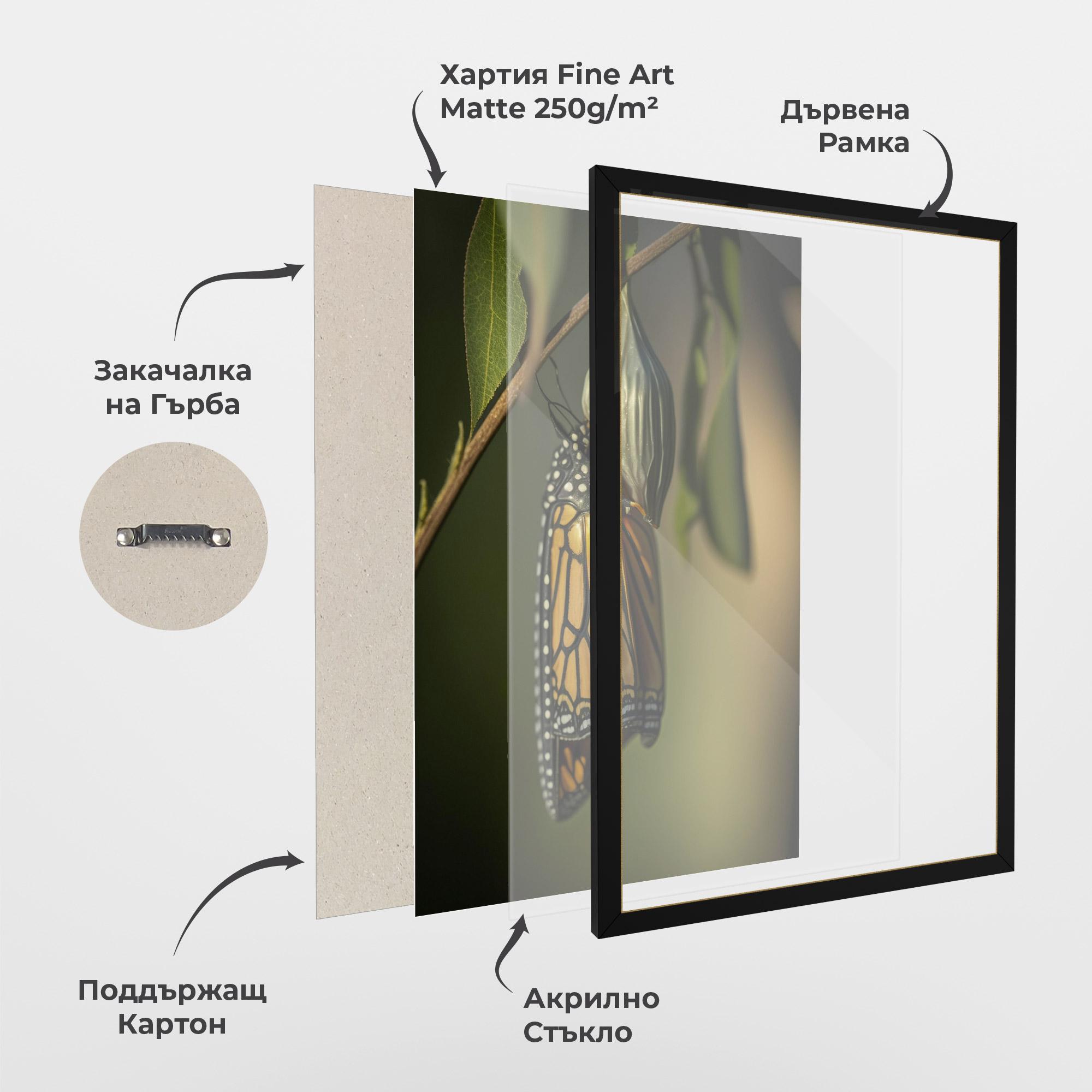 Рамкиран постер Yellow Black Butterfly mockup 1