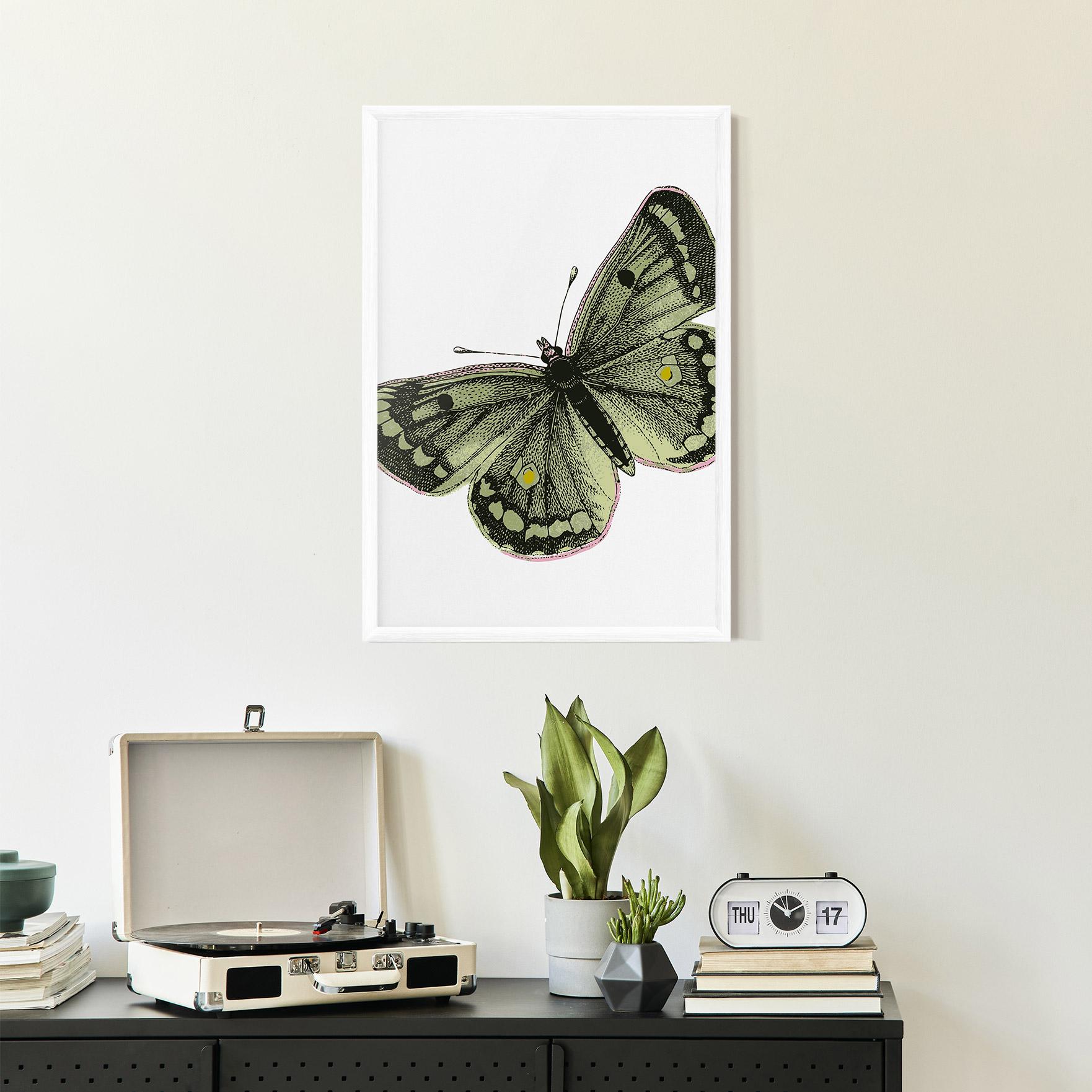 Рамкиран постер Grey Yellow Butterfly mockup 2