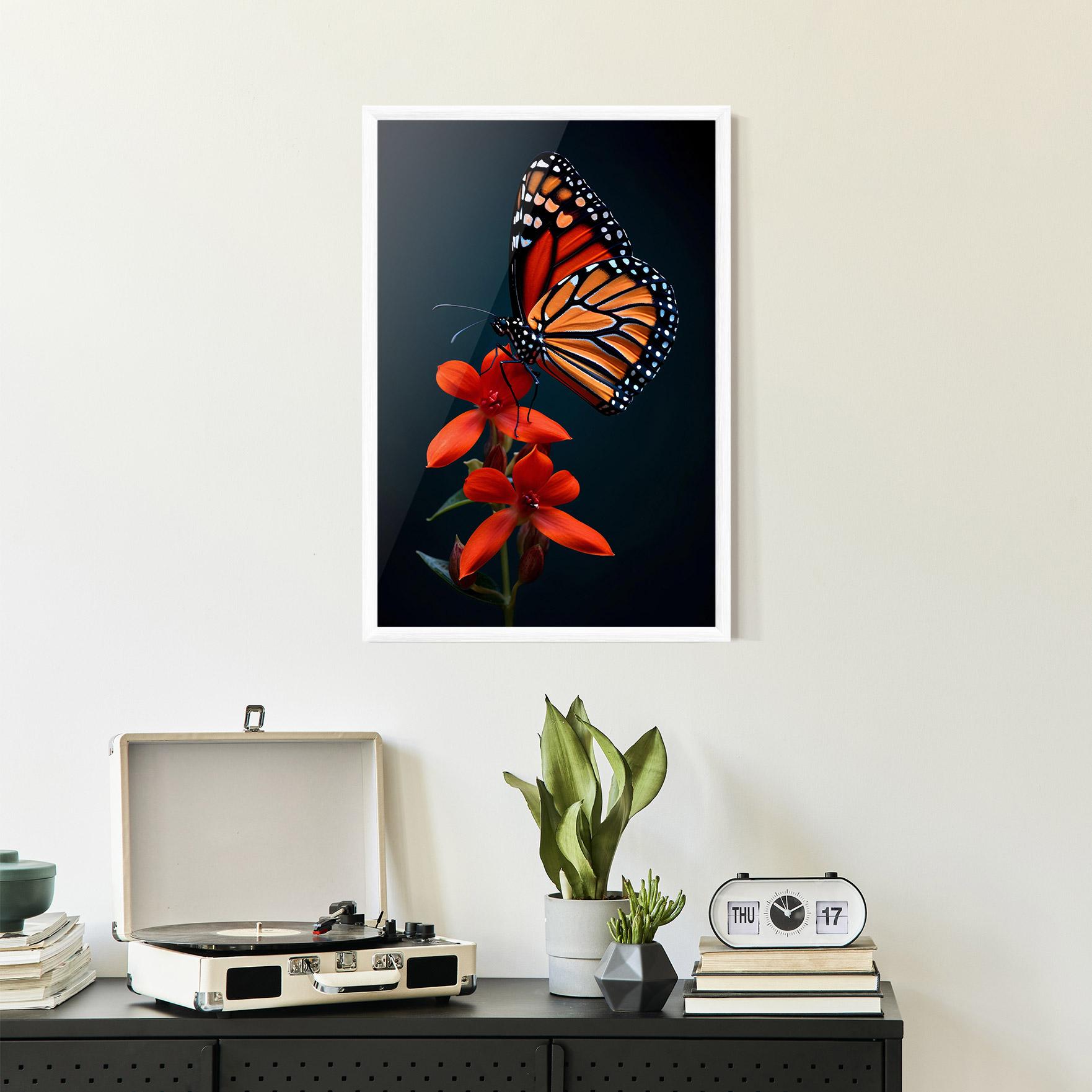 Рамкиран постер Red Flower Butterfly mockup 2