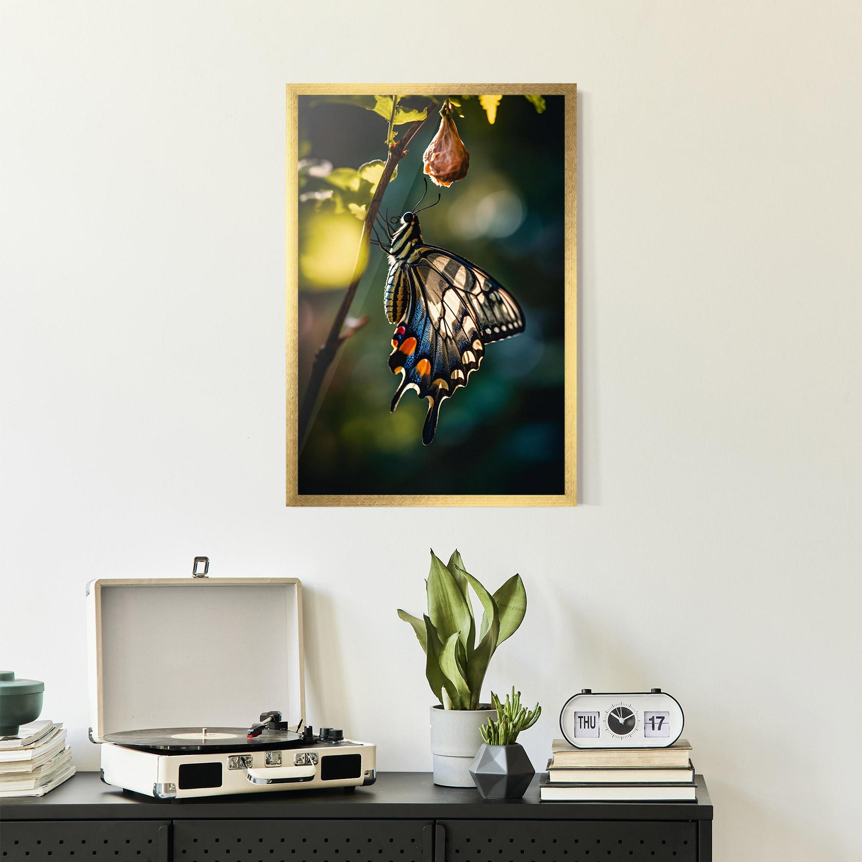 Рамкиран постер Blue Cream Butterfly mockup 2