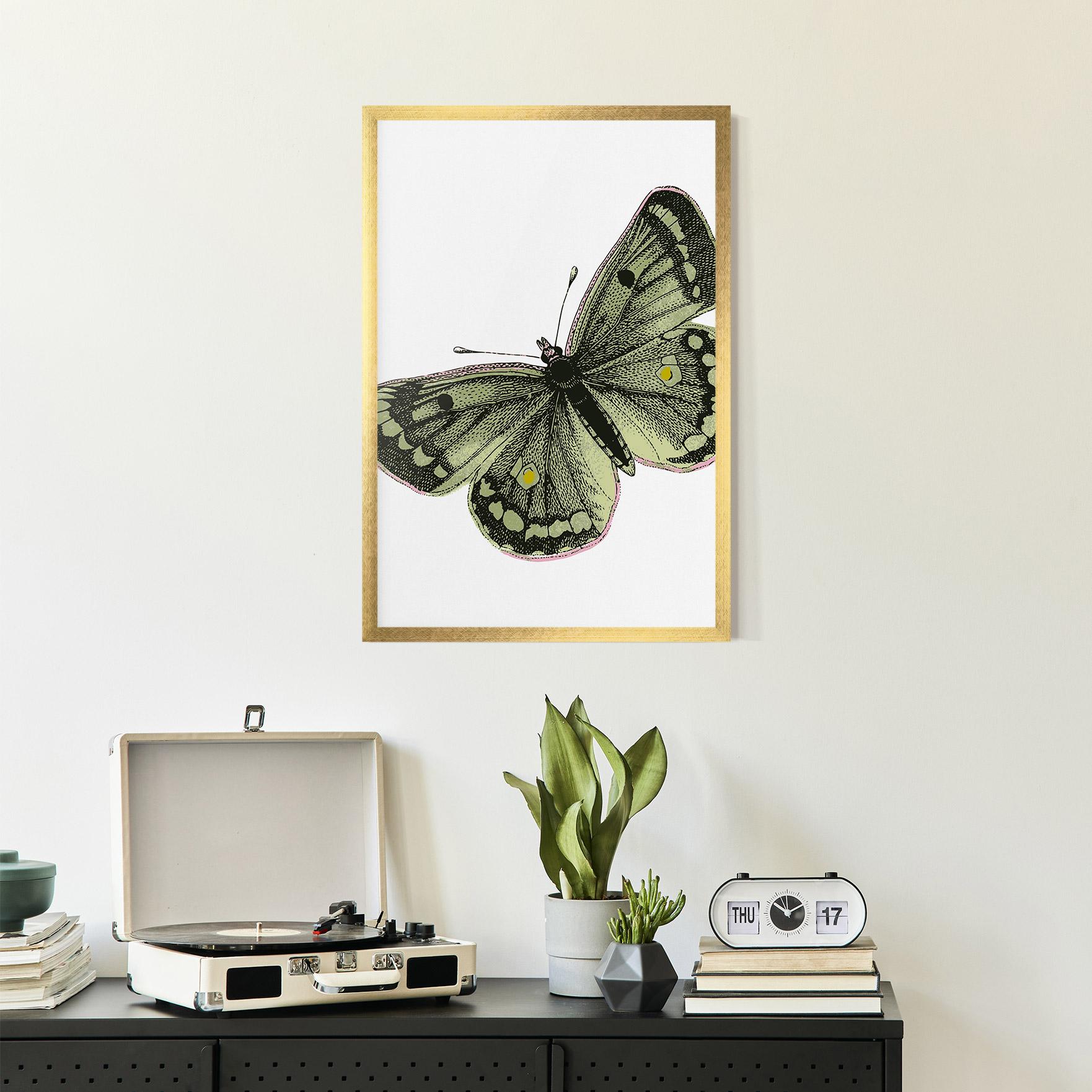 Рамкиран постер Grey Yellow Butterfly mockup 2