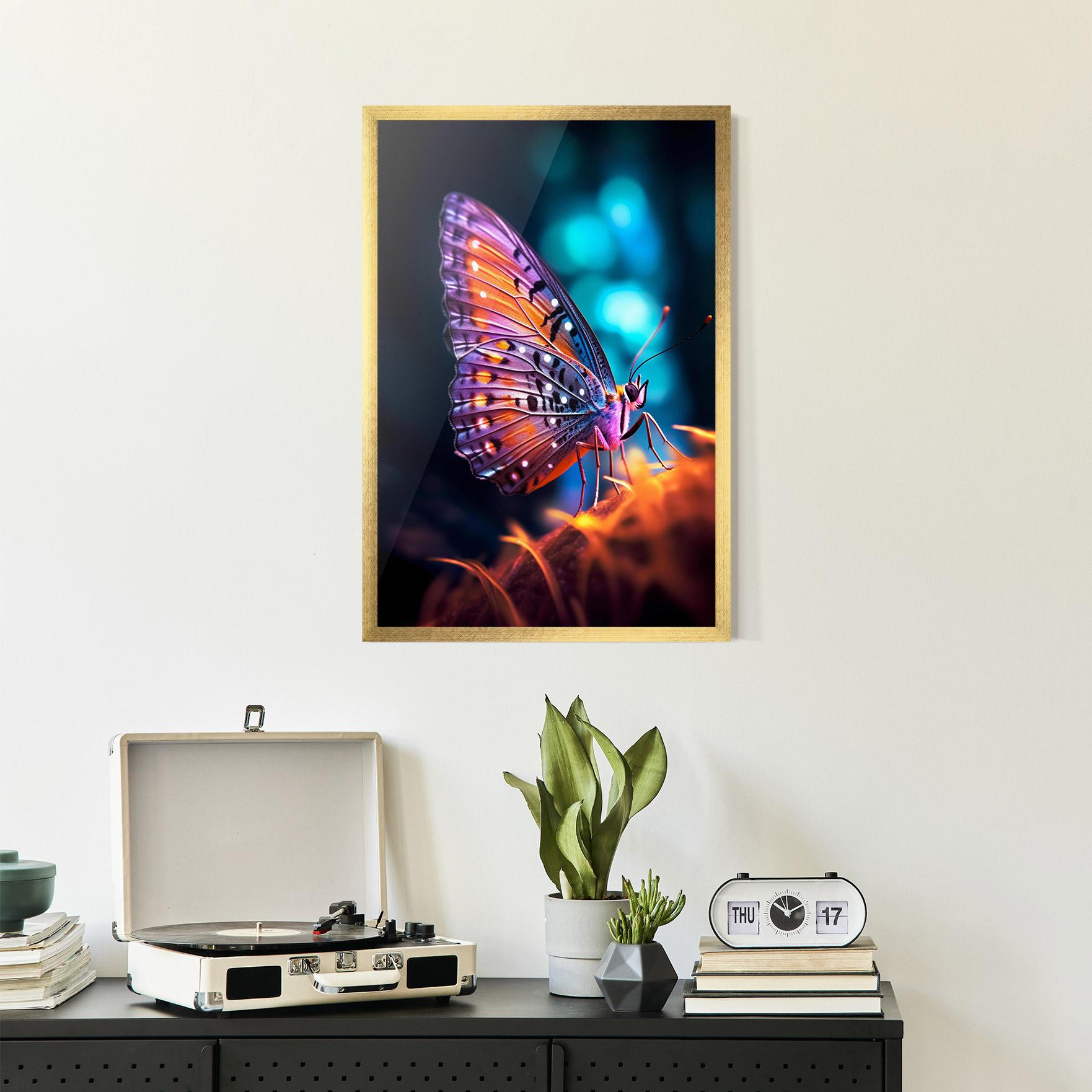 Рамкиран постер Purple Orange Butterfly mockup 2