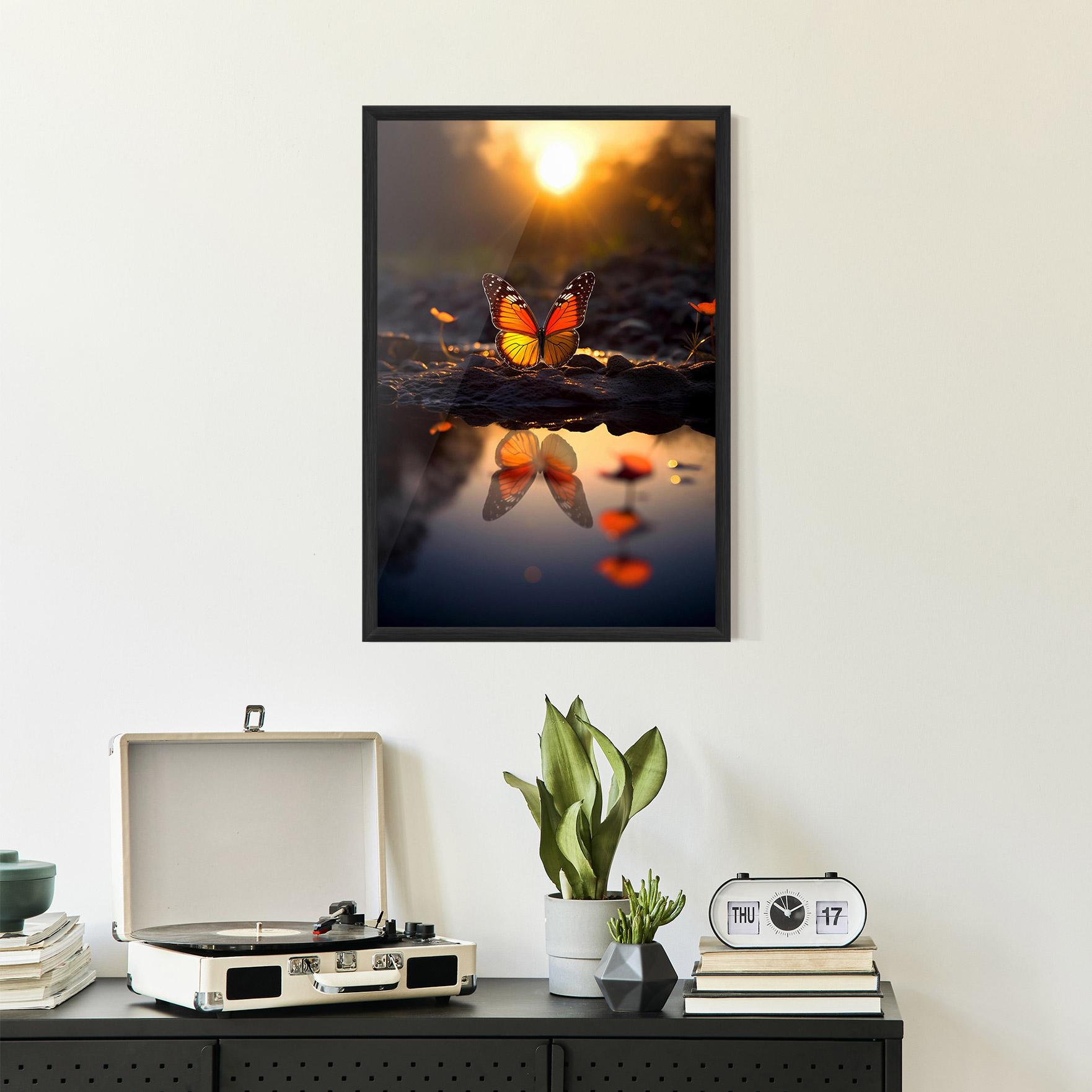Рамкиран постер Sun Water Butterfly mockup 2