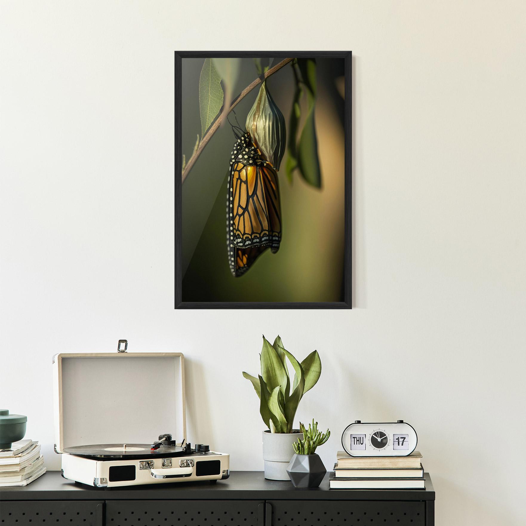 Рамкиран постер Yellow Black Butterfly mockup 2