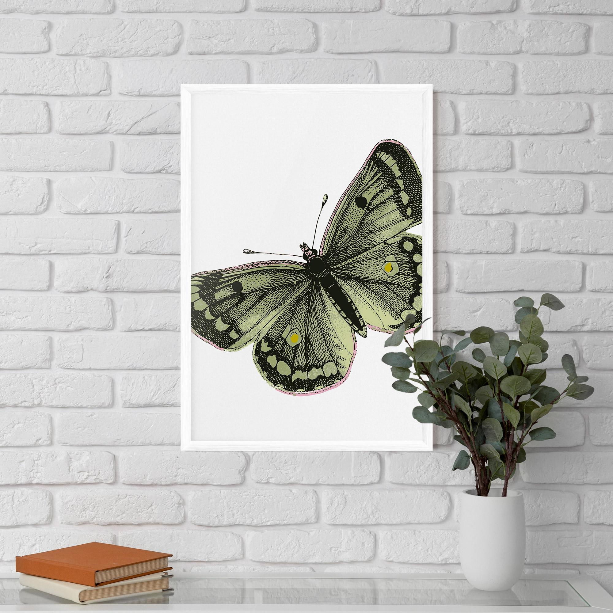 Рамкиран постер Grey Yellow Butterfly mockup 5