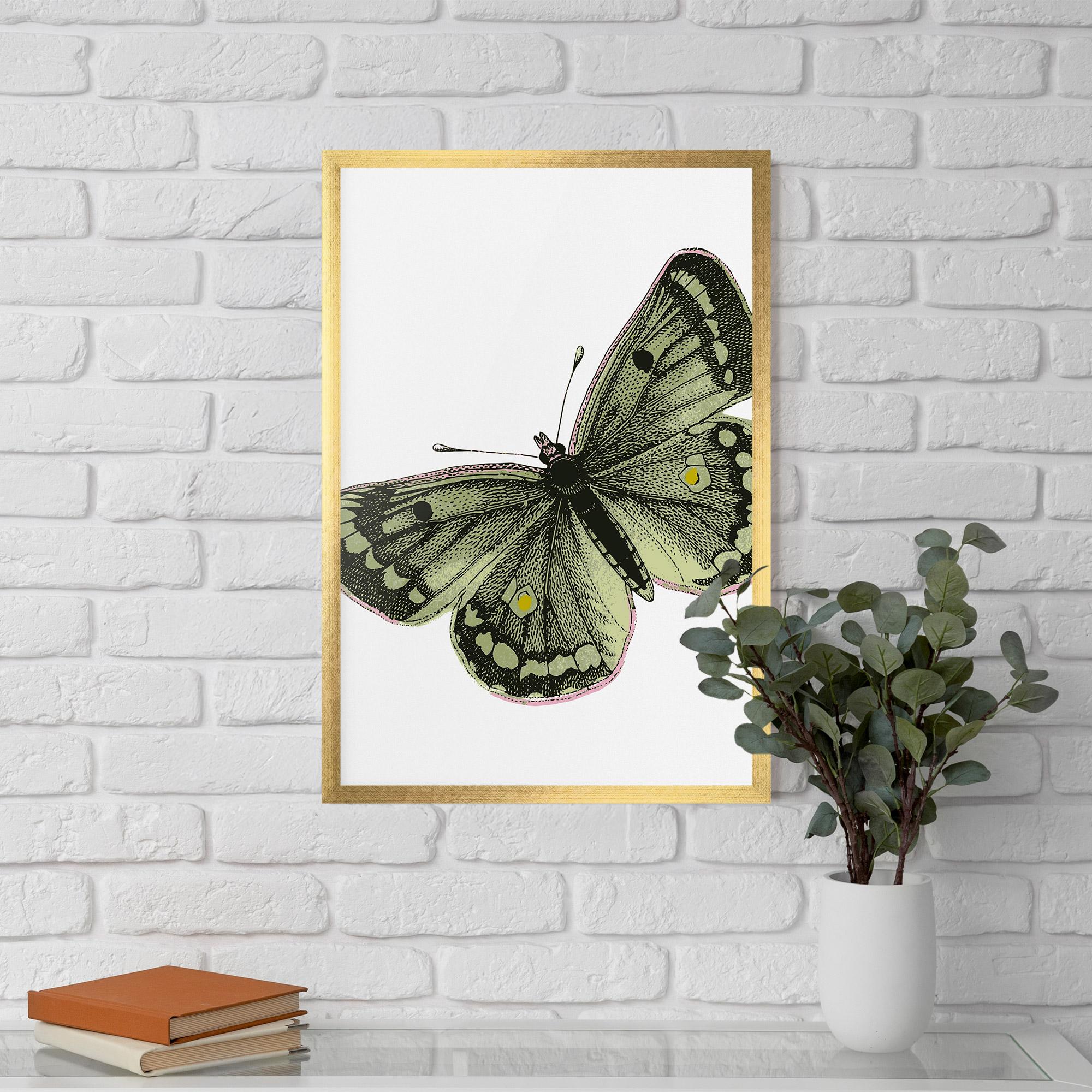 Рамкиран постер Grey Yellow Butterfly mockup 5