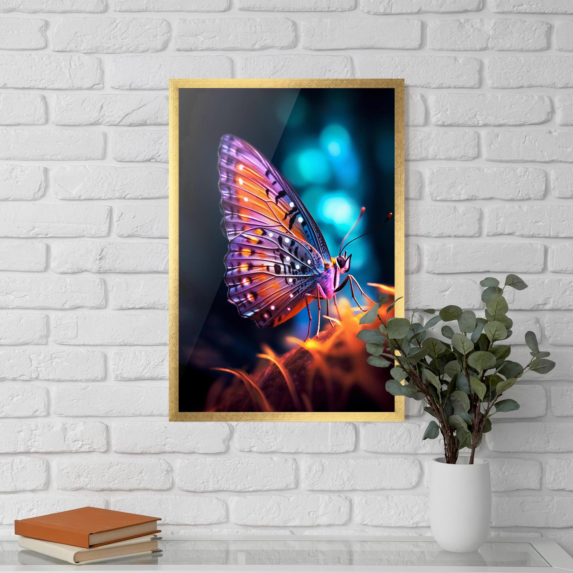 Рамкиран постер Purple Orange Butterfly mockup 5