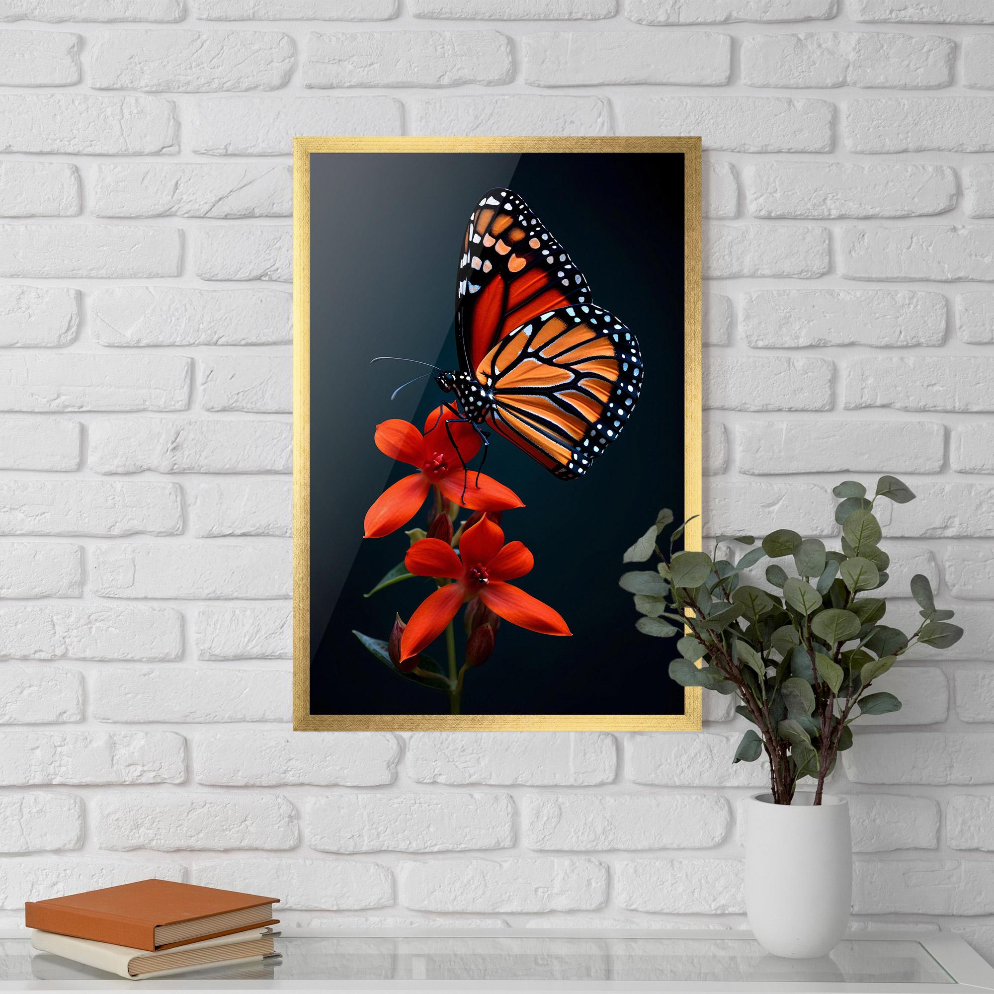 Рамкиран постер Red Flower Butterfly mockup 5