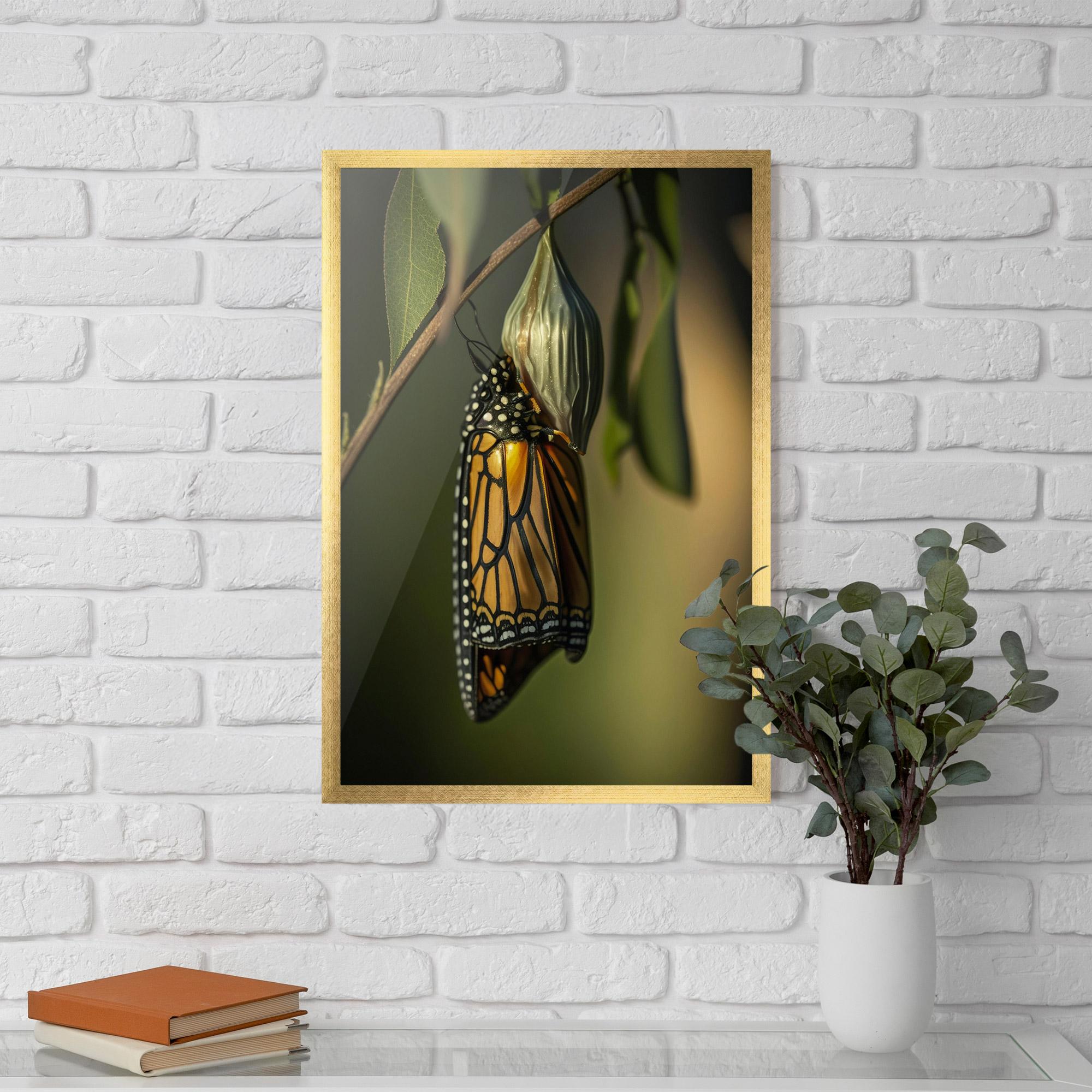 Рамкиран постер Yellow Black Butterfly mockup 5