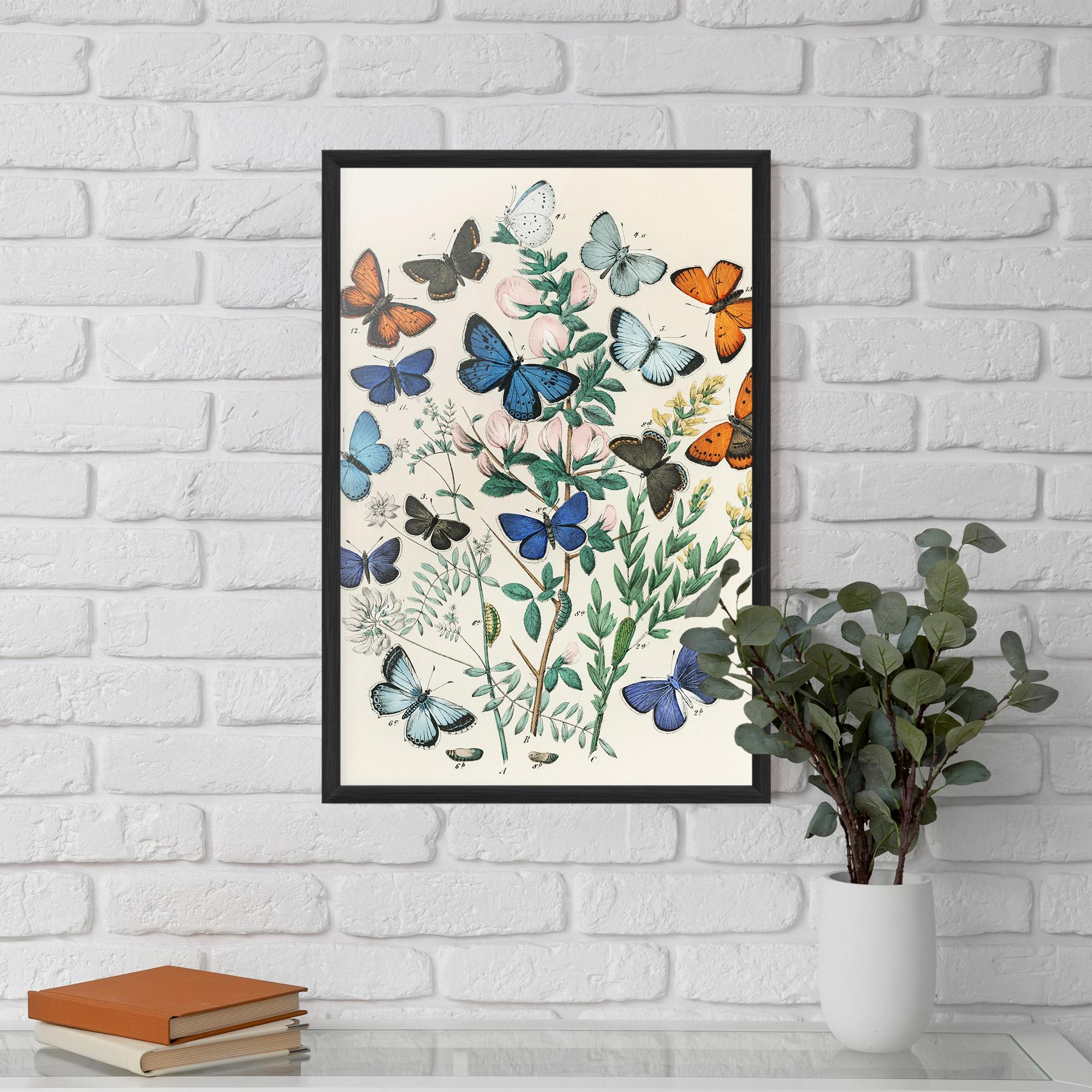 Рамкиран постер Blue Orange Butterflies mockup 5