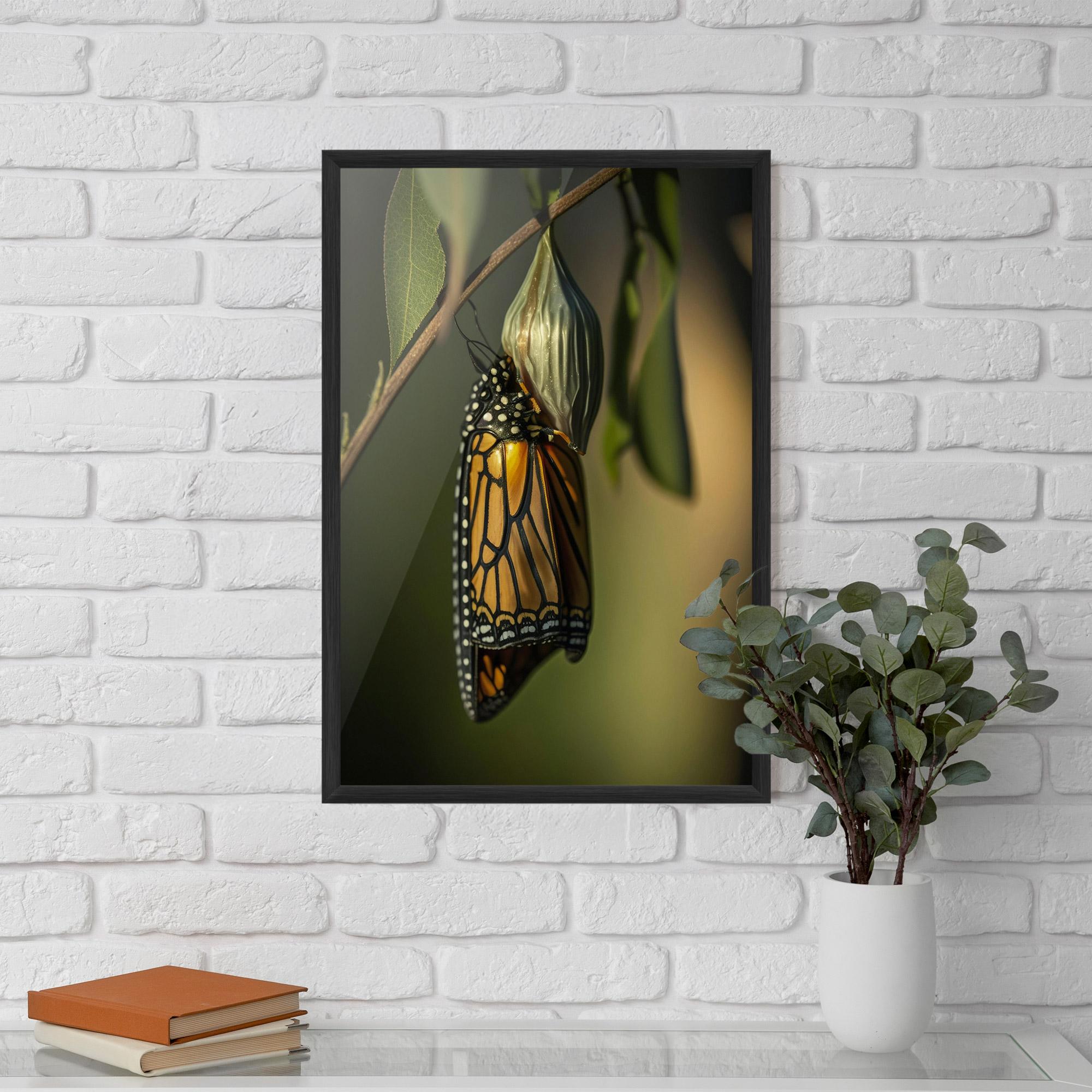 Рамкиран постер Yellow Black Butterfly mockup 5