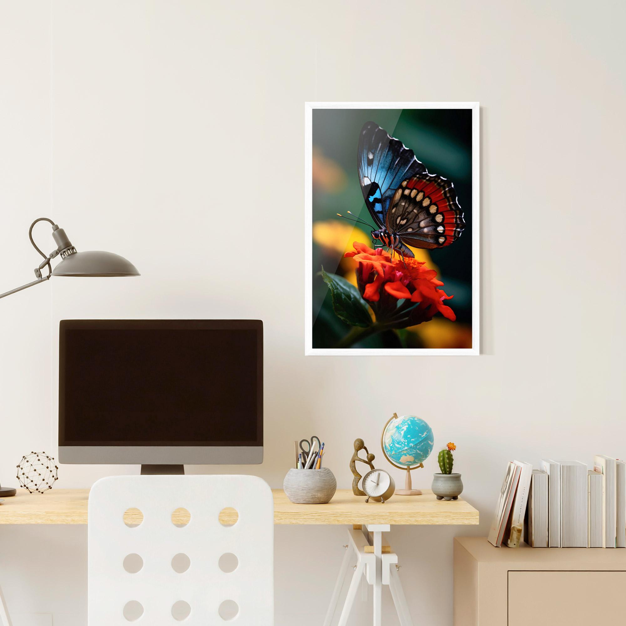 Рамкиран постер Blue Red Butterfly mockup 6