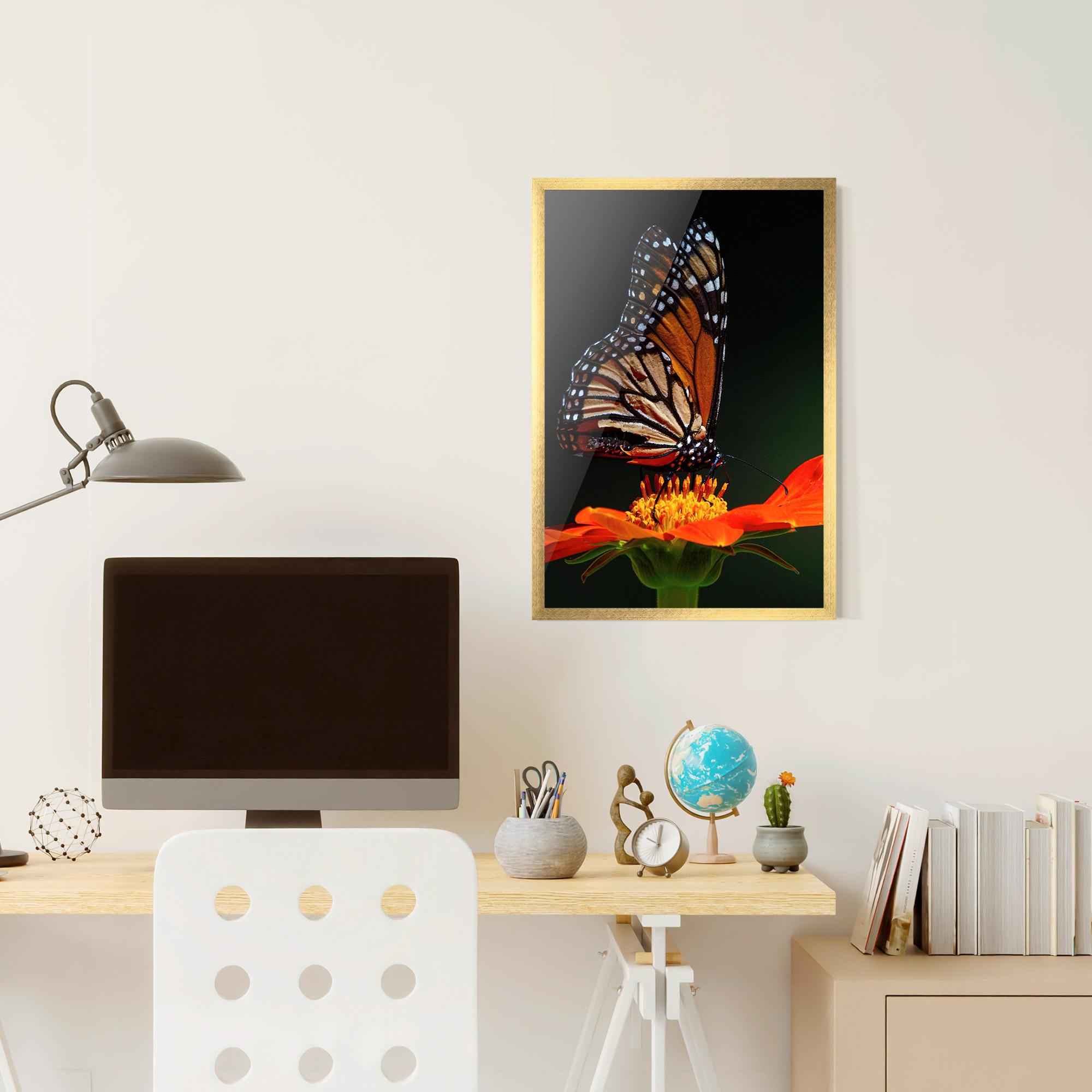 Рамкиран постер Dark Orange Butterfy mockup 6