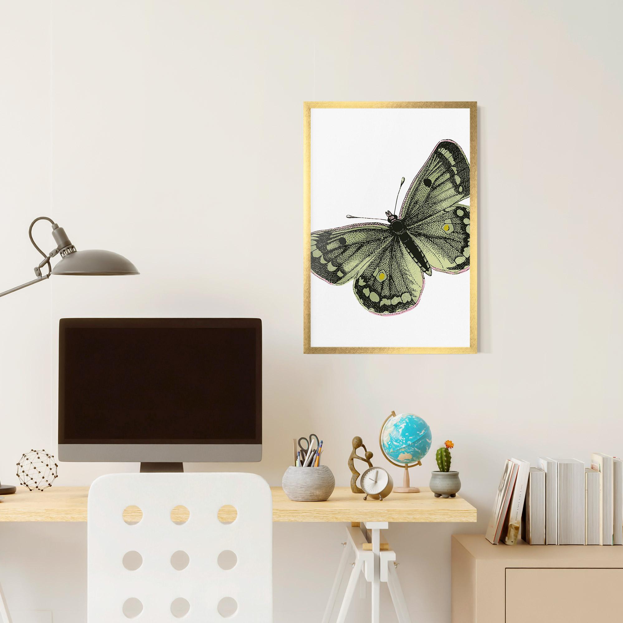Рамкиран постер Grey Yellow Butterfly mockup 6