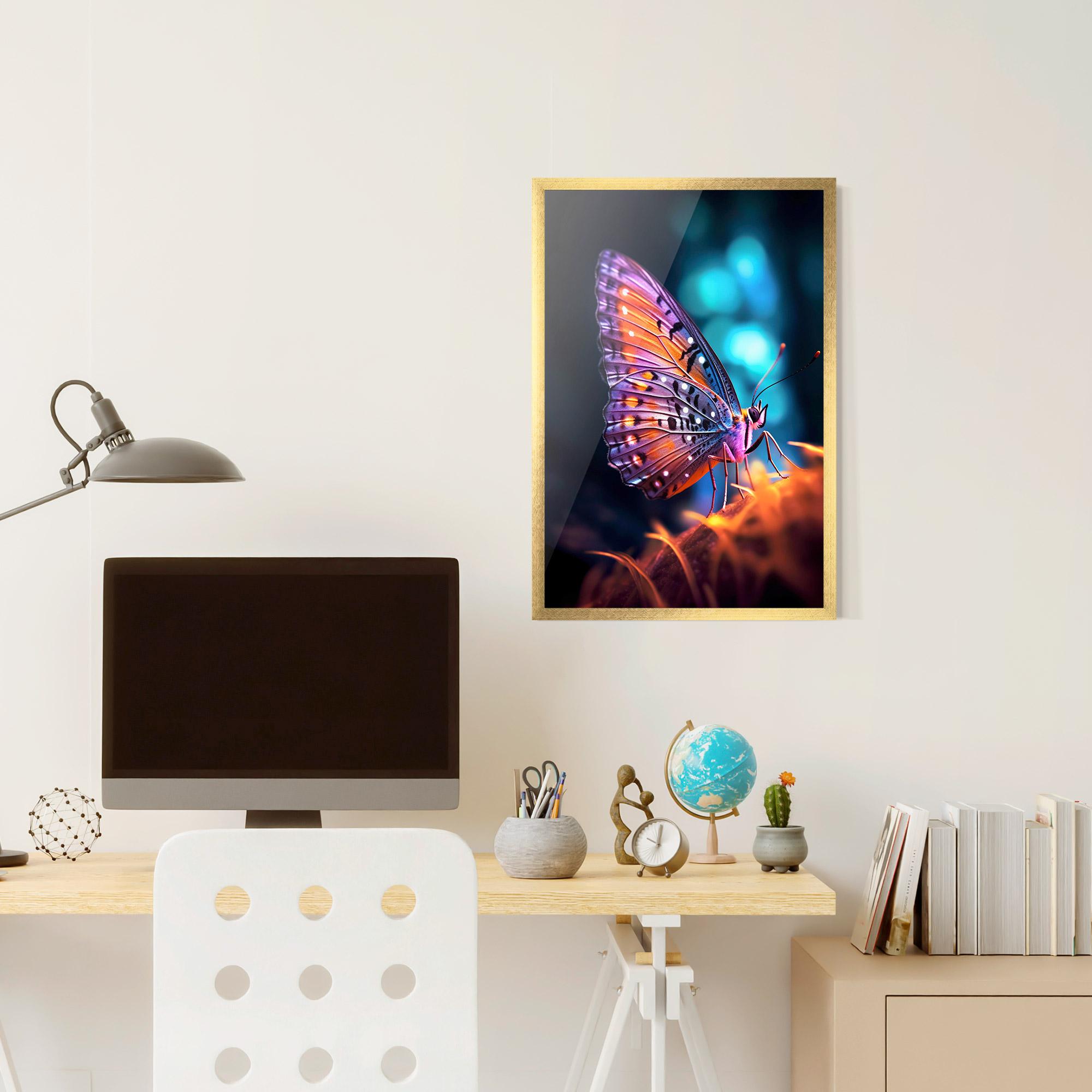 Рамкиран постер Purple Orange Butterfly mockup 6