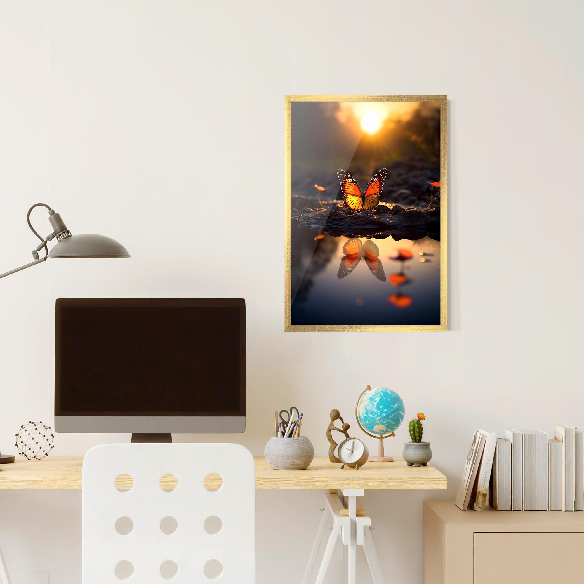 Рамкиран постер Sun Water Butterfly mockup 6